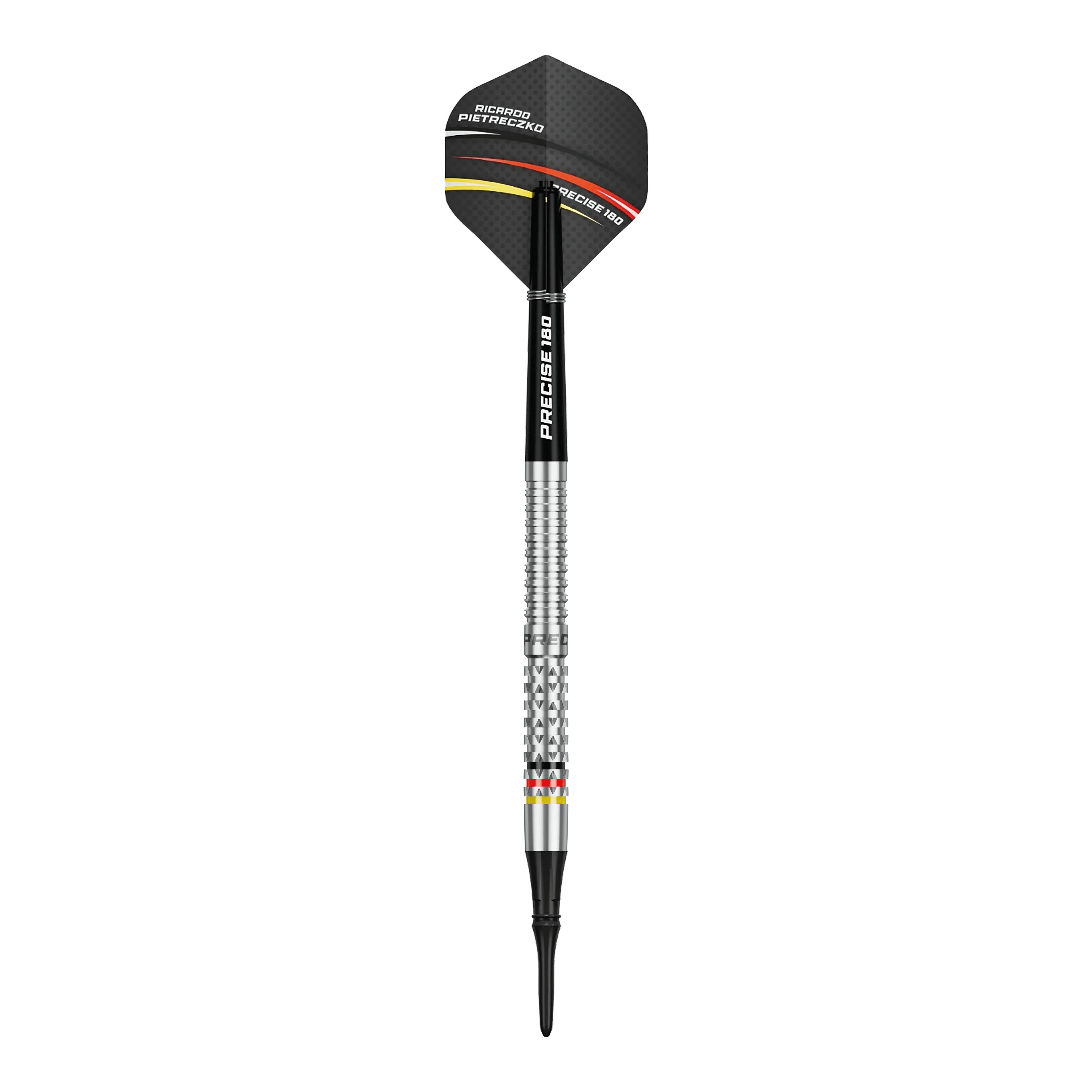 Šipky Precise 180 Ricardo Pietreczko GEN1 měkké Das Foto präsentiert die Precise 180 Ricardo Pietreczko GEN1 Softdarts. Sie bieten hohe Qualität und gutes Handling.