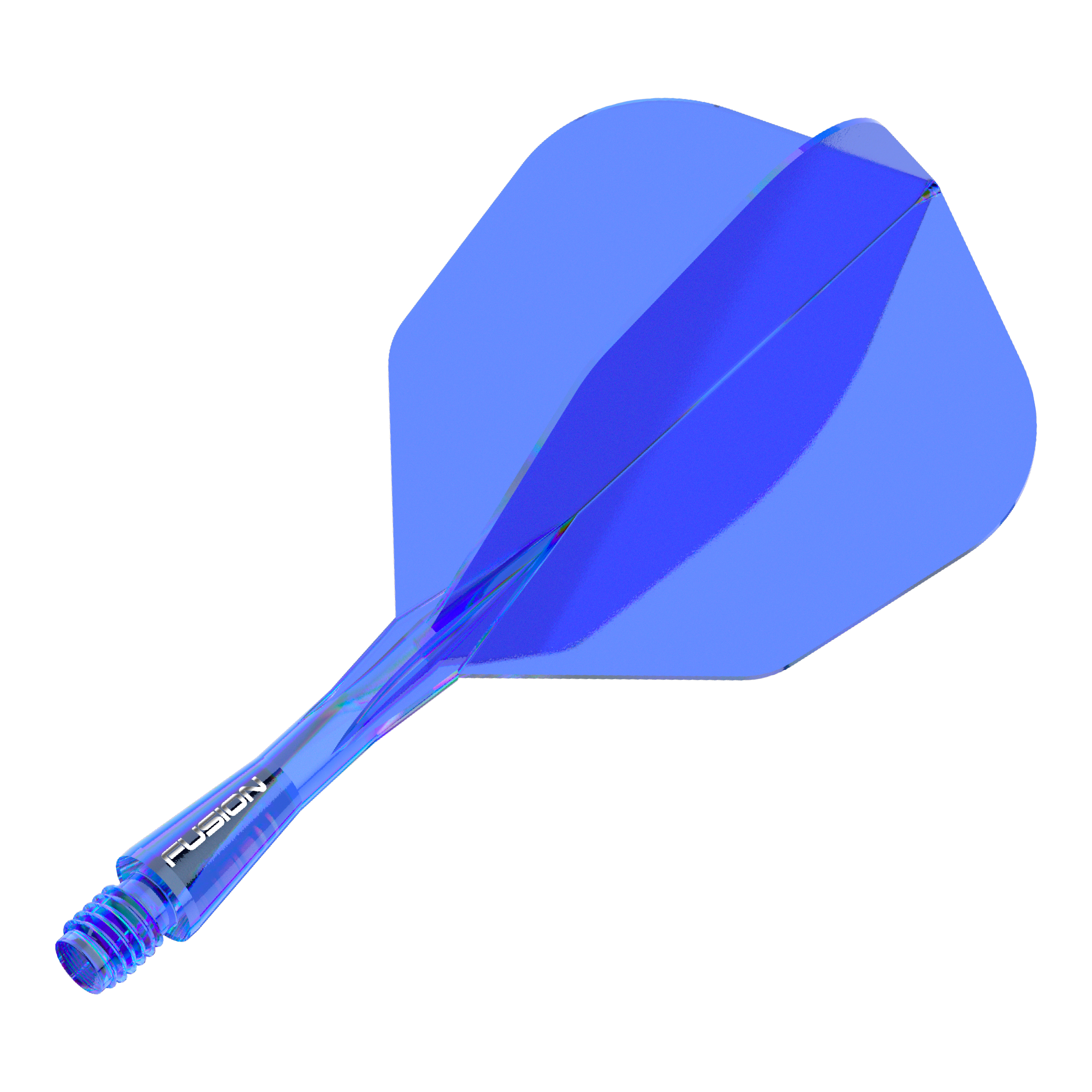 Zu sehen ist ein Produkt mit dem Dateinamen 8836_Winmau_Fusion_Flight_Shaft_System_No6_Blau_22mm_1. Vermutlich handelt es sich um einen blauen Dartschaft mit Flight.