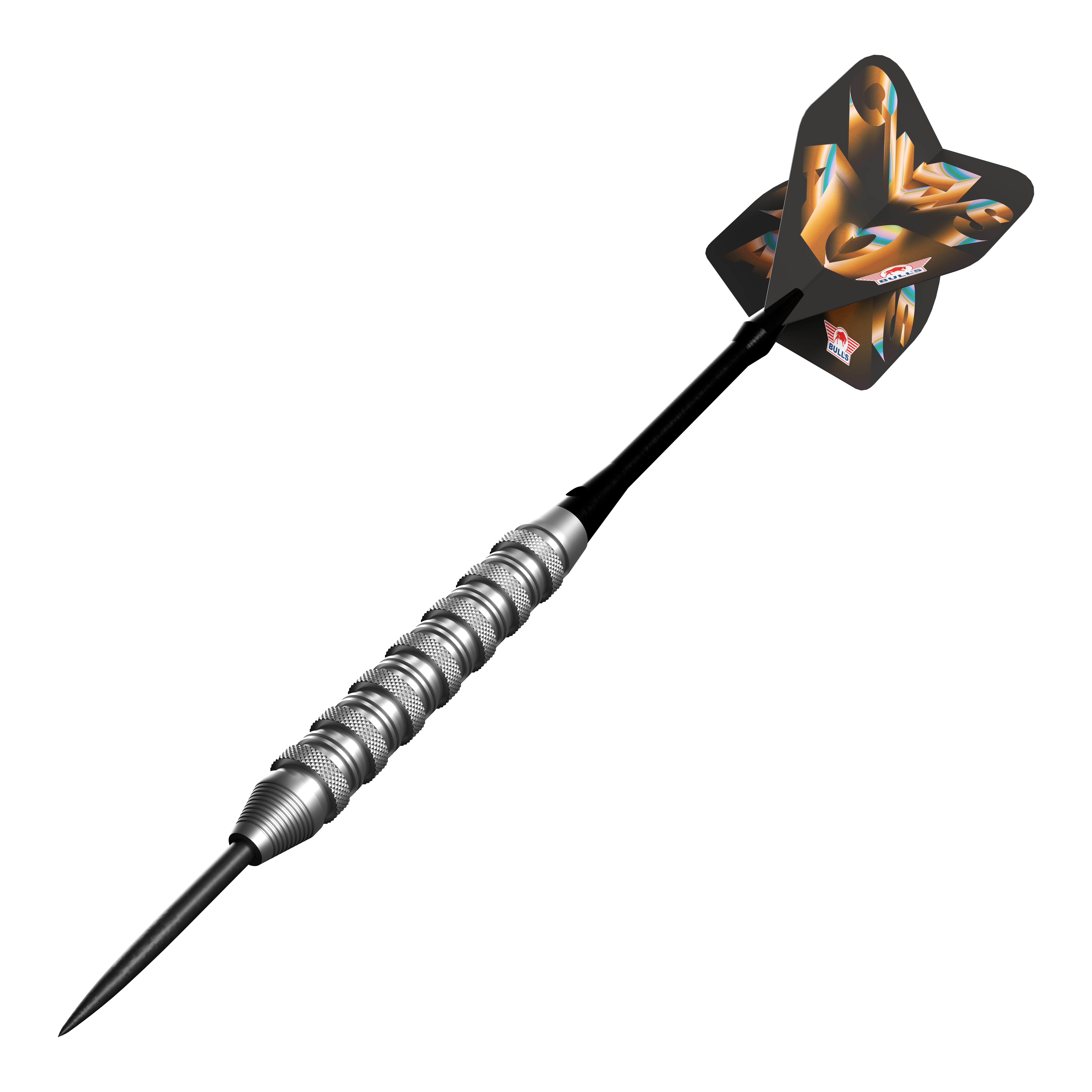 Die Bulls NL Chaos Orange Steeldarts - 23g sind zu sehen. Die Steeldarts liegen nebeneinander und sind orange gestaltet.