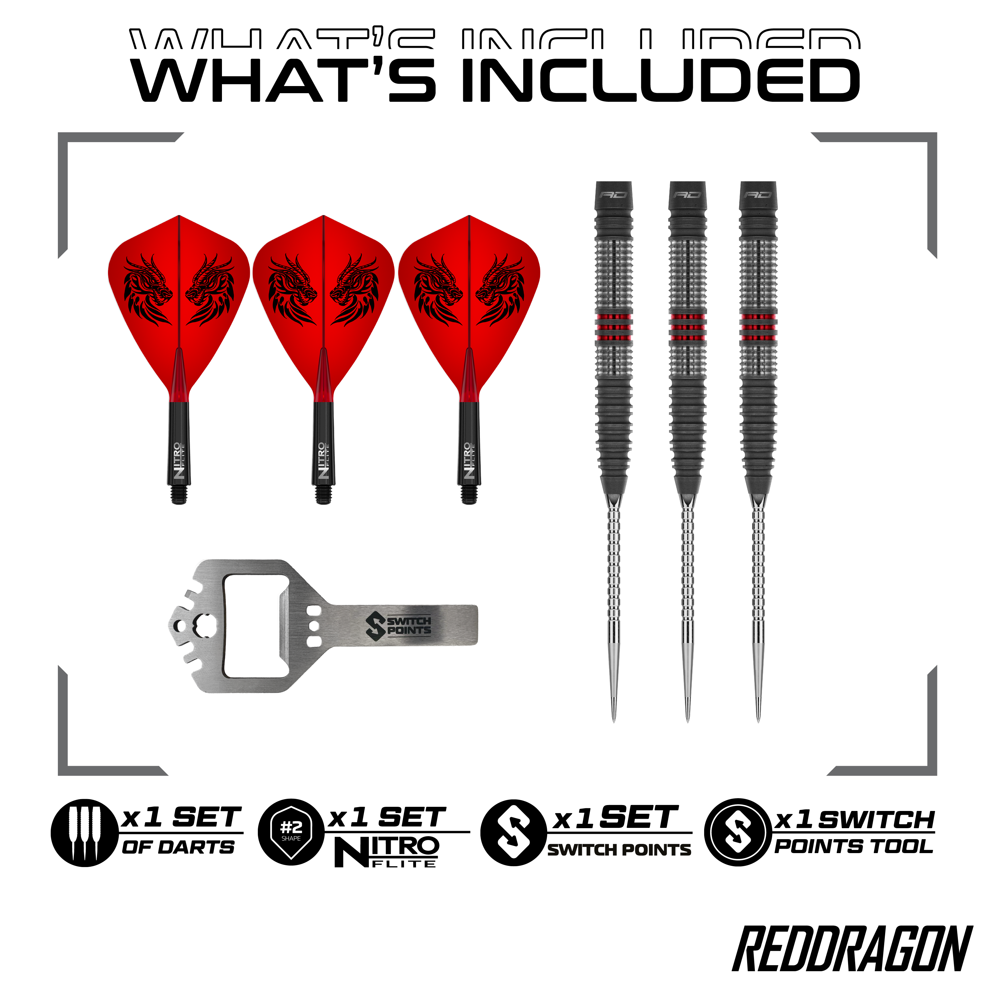 Šipky Red Dragon Jonny Clayton Hireath Switch Point ocelové Zu sehen sind die Red Dragon Jonny Clayton Hireath Switch Point Steeldarts. Diese Pfeile sind für ihre hochwertige Verarbeitung bekannt.
