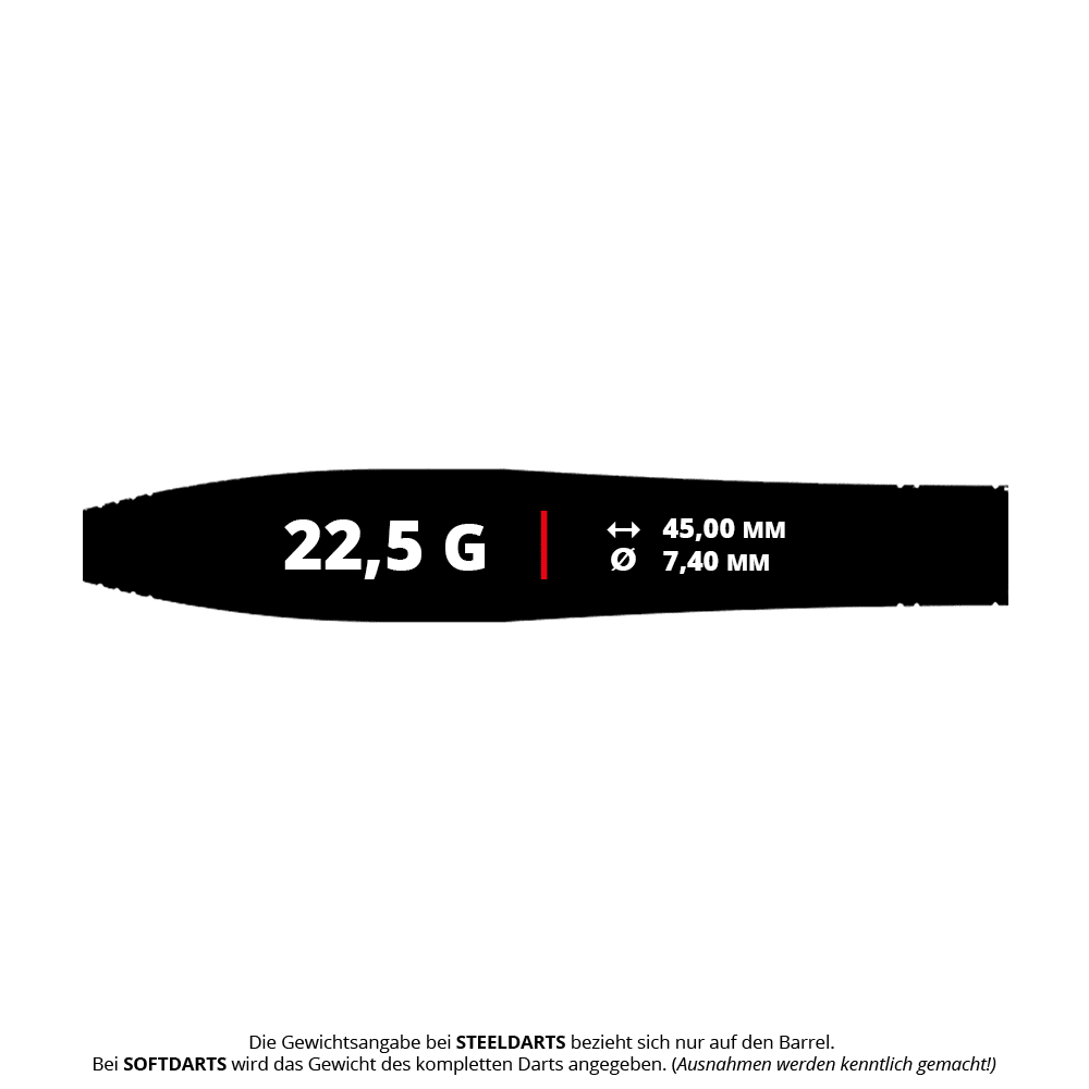 Das Bild zeigt die Caliburn Chord C3 Steeldarts mit 22,5 Gramm. Diese Pfeile sind für professionelle Dartspieler geeignet.