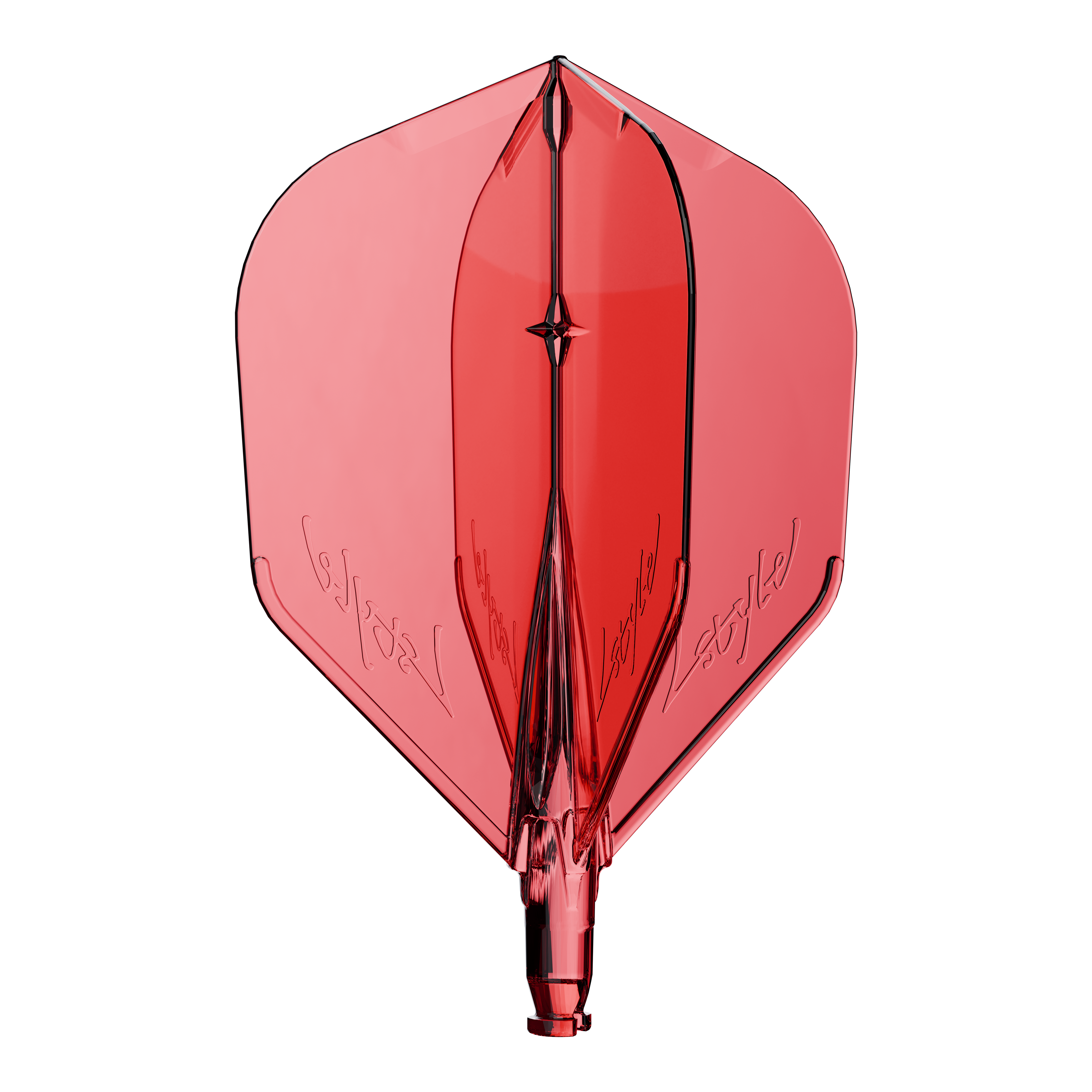 Ein Ersatzflight für Dartpfeile in klarem Rot ist zu sehen.