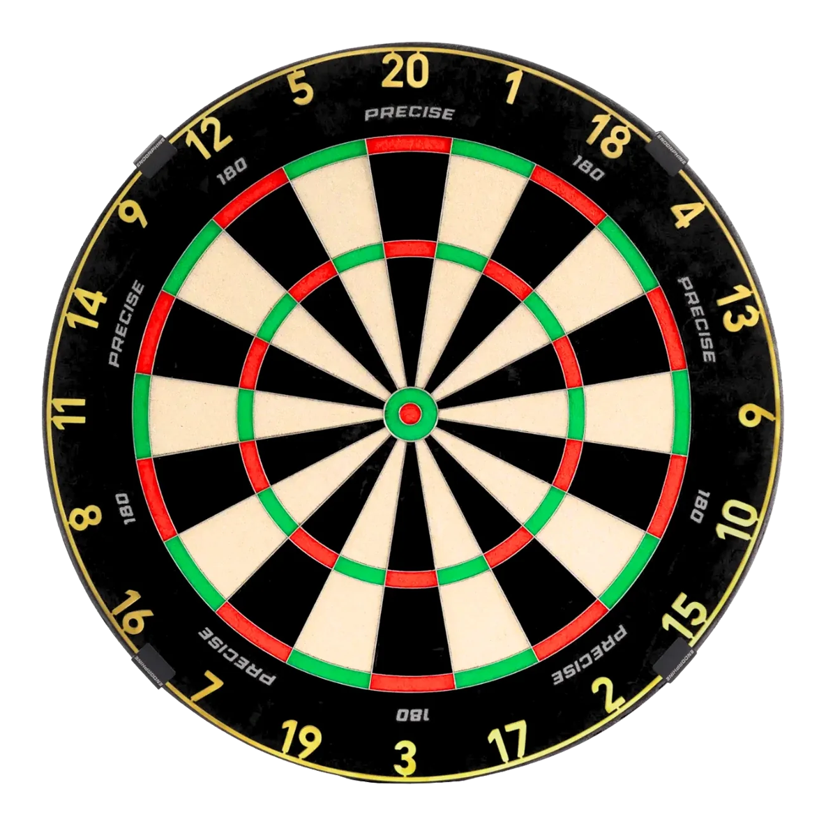 Precise 180 Endorphine Steel Dartboard s číslovaným kroužkem - zlatý Auf dem Bild ist das Precise 180 Endorphine Steeldartboard mit Nummernring in Gold dargestellt. Die Scheibe bietet einen edlen Look mit goldenem Zahlenring.