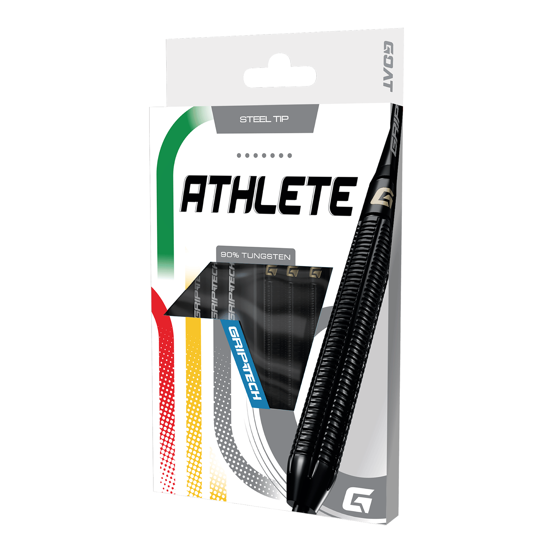 Šipky GOAT Athlete černé wolframové oceli Das Produkt GOAT Athlete Black Tungsten Steeldarts wird gezeigt. Die Darts sind für professionelle Spieler geeignet und in Schwarz gehalten.