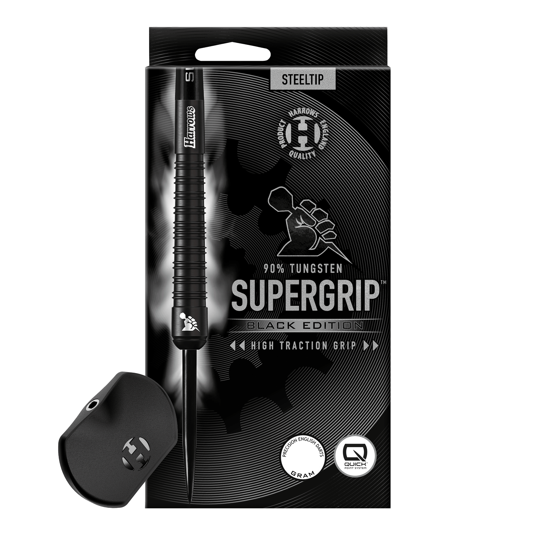 Šipky Harrows Supergrip 90 Black Edition s rychlopohyblivou ocelí