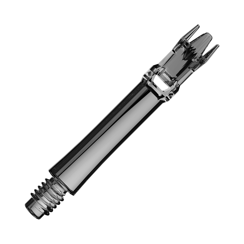 Náhradní hřídele L-Style L-System - čiré černé Zwei schwarze transparente Ersatzshafts liegen nebeneinander. Die Aufnahme ist von oben.