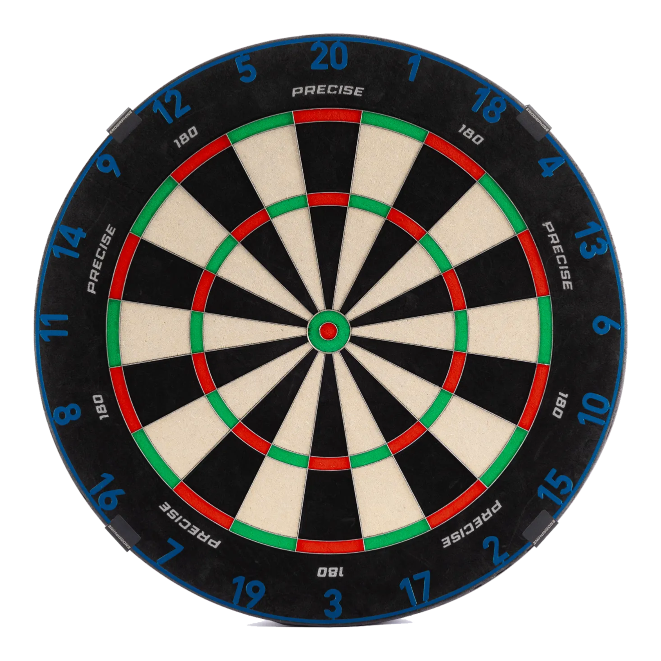 Precizní ocelový terč 180 Endorphine s číselným kroužkem - arktická modrá Das ist das Precise 180 Endorphine Steeldartboard mit Nummernring in Arctic Blue. Das Dartboard wird in leuchtendem Blau gezeigt.