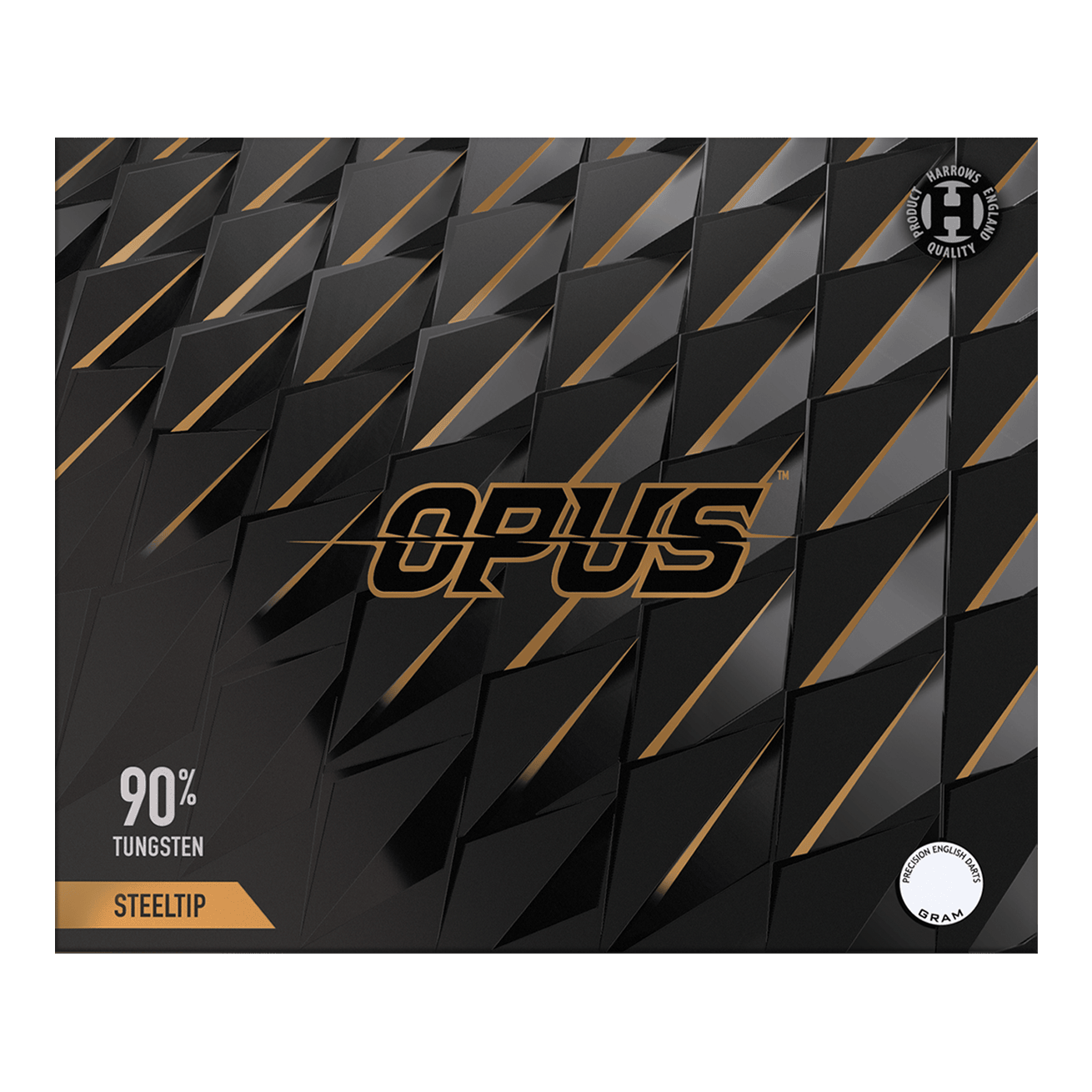 Ocelové šipky Harrow's Opus Quick Point Gezeigt wird das Produkt Harrows Opus Quick Point Steeldarts - 23g. Diese Darts sind speziell für Präzisionswürfe entwickelt.