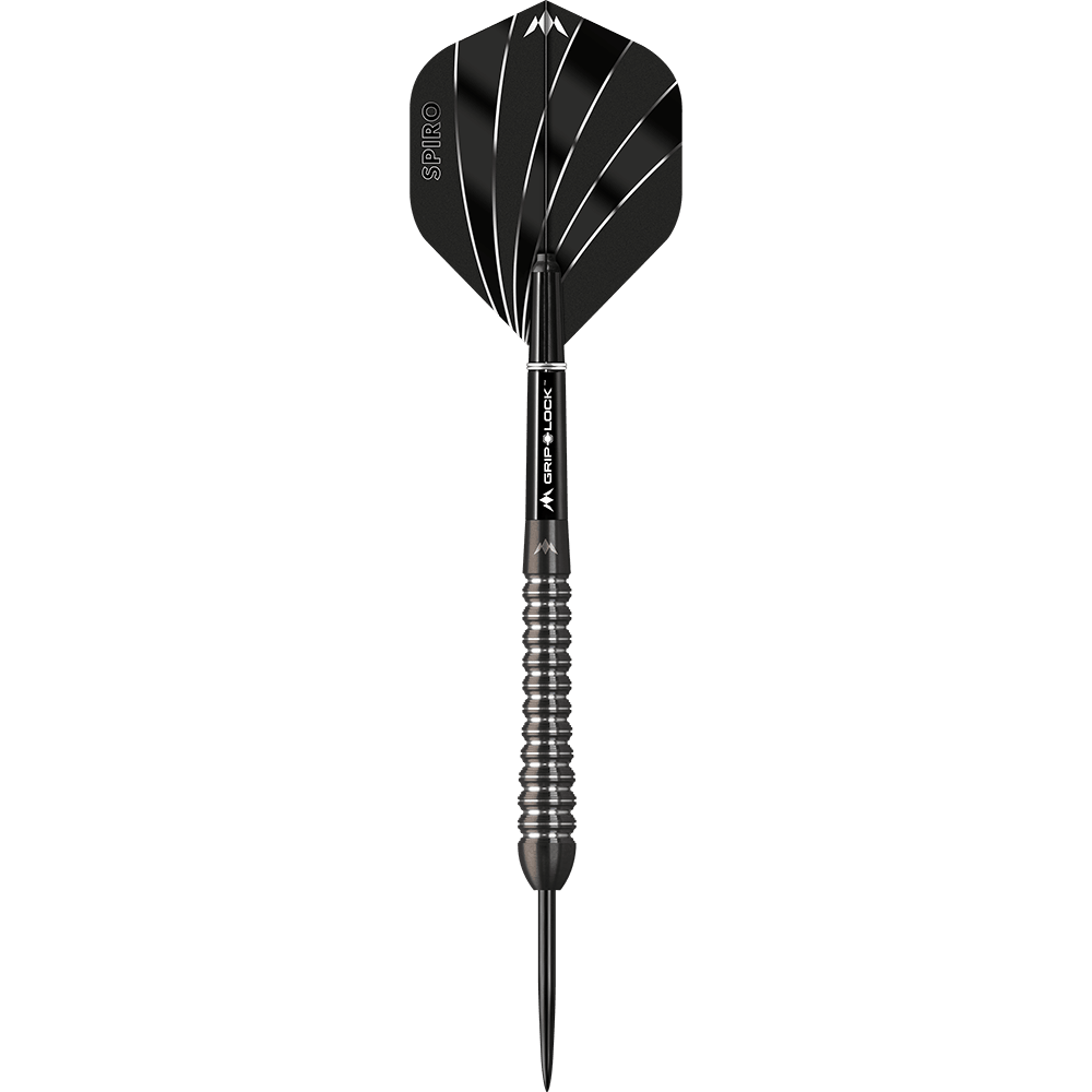 Ocelové šipky Mission Spiro Model 2 - 22g Dies ist ein Mission Spiro Model 2 Steeldart mit einem Gewicht von 22 Gramm. Der Dart hat ein modernes Design mit schwarzen und silbernen Akzenten.