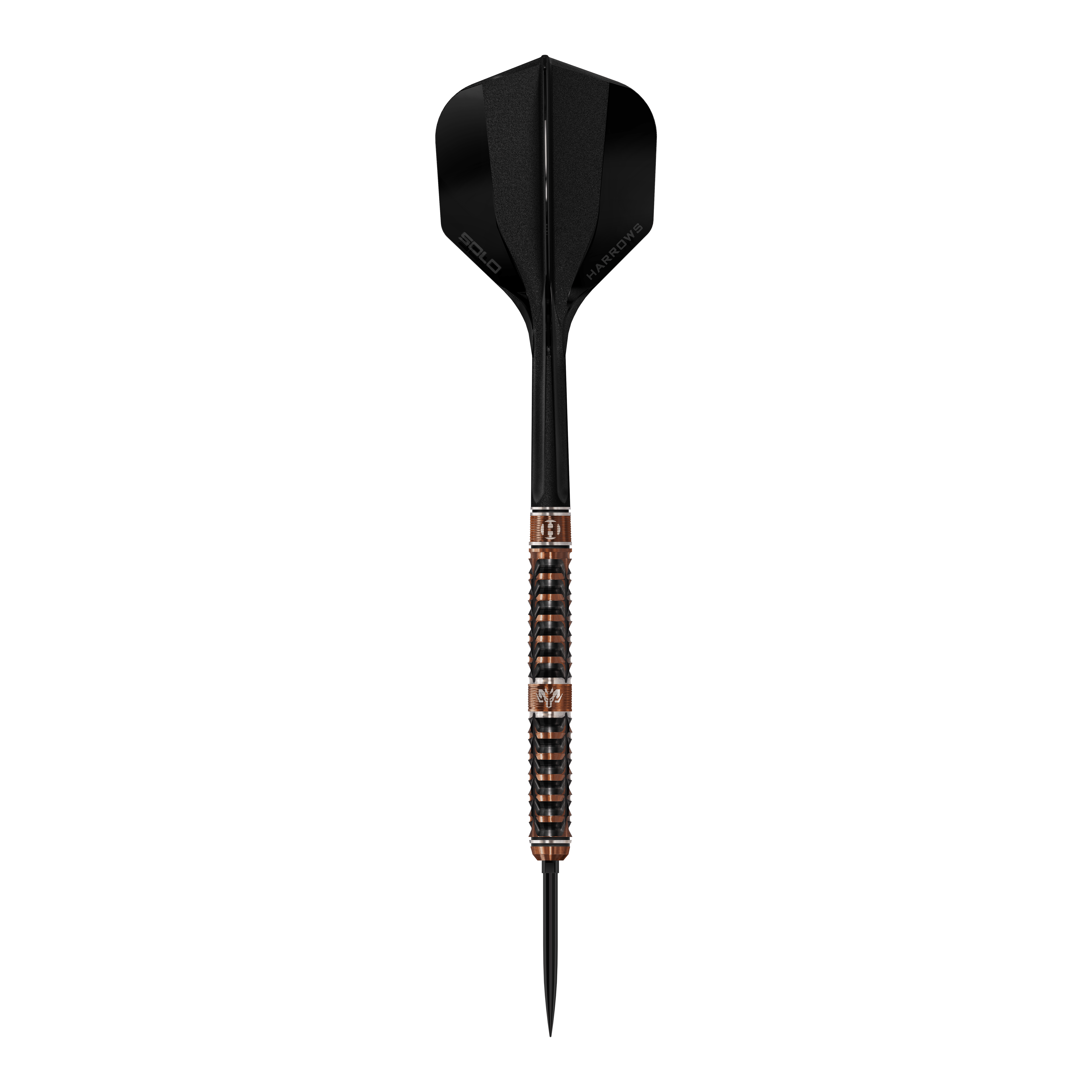 Das Bild zeigt die Harrows Wolfram Trinity Quick Point Steeldarts aus einer anderen Perspektive. Diese Darts sind bekannt für ihre hohe Qualität.