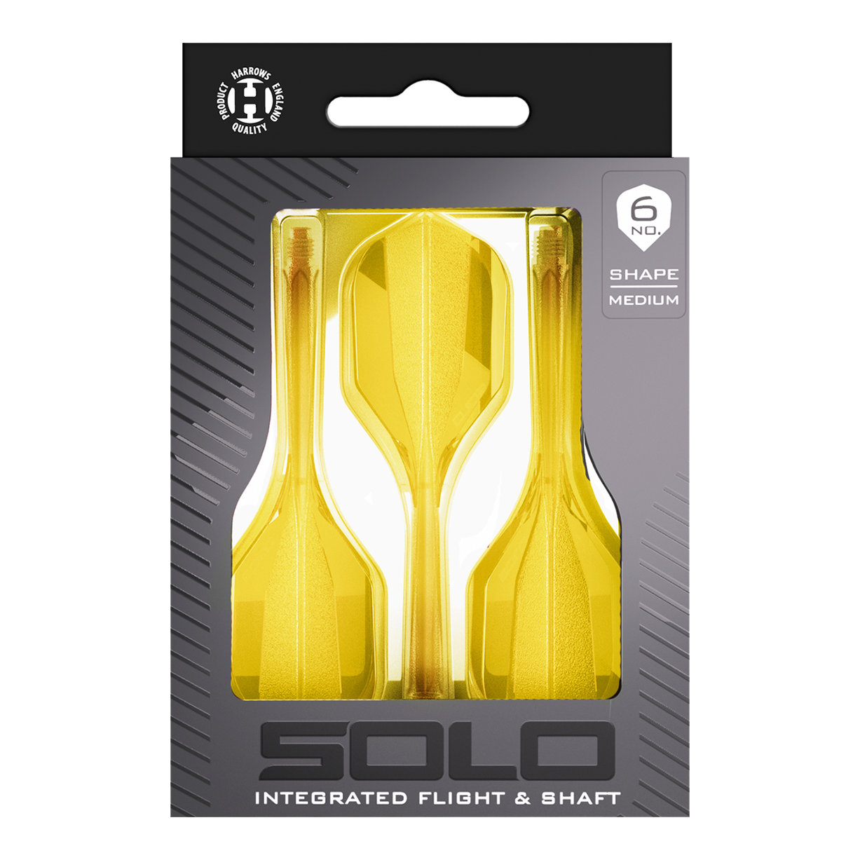 Systém letákové hřídele Harrows Solo No6 - žlutý Zu sehen ist das Harrows Solo No6 Flight-Shaft-System in Gelb. Die Farbvariante hebt sich deutlich von der Standardversion ab.