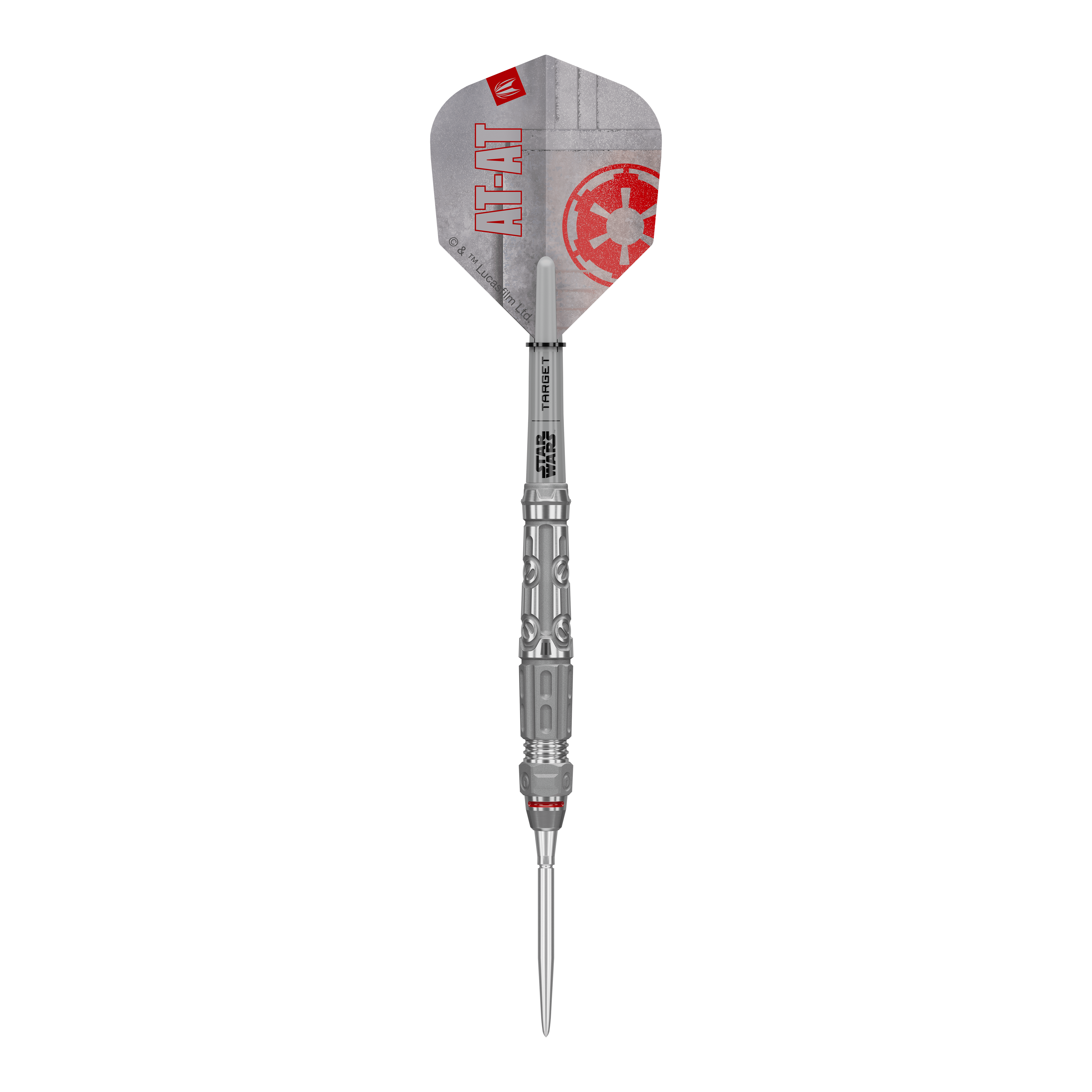 Ocelové šipky Target Star Wars AT-AT Swiss Point Hier sehen Sie die Target Star Wars AT-AT Swiss Point Steeldarts. Die Abbildung stellt das Design und die Form der Dartpfeile dar.