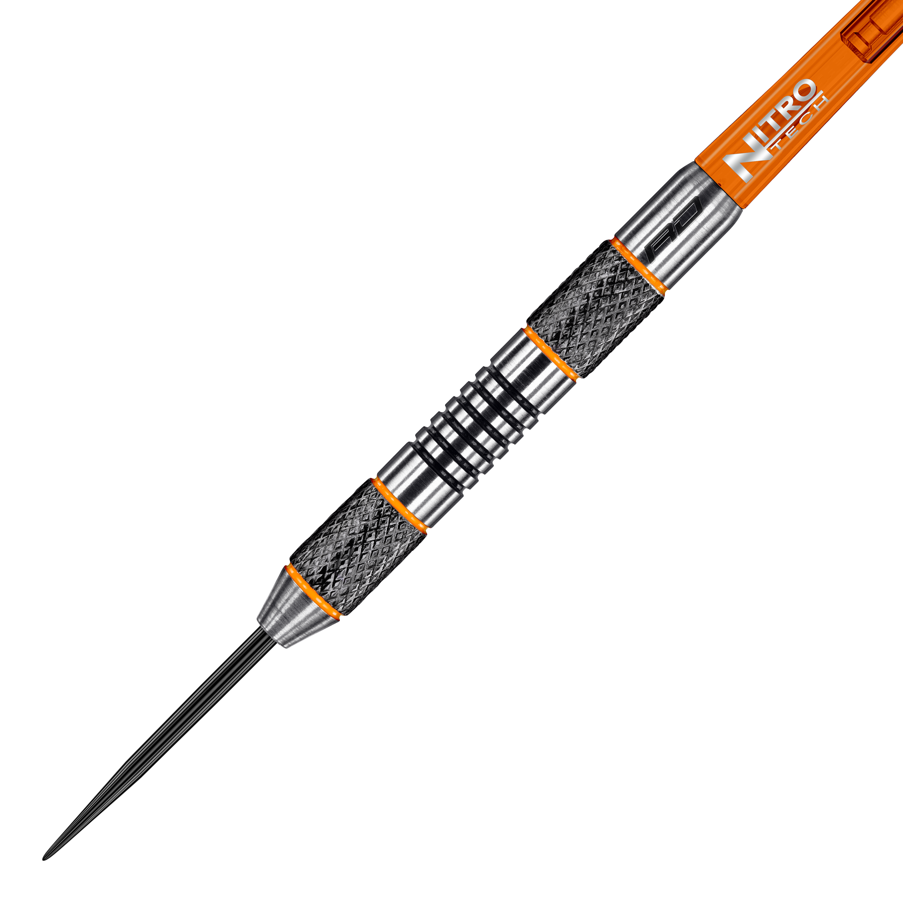 Red Dragon Amberjack 5 ocelových šipek - 24g Dies ist ein Red Dragon Amberjack 5 Steeldart mit einem Gewicht von 24 Gramm. Der Dart hat ein silbernes und schwarzes Design mit orangenen Akzenten und einem Nitro Tech Schaft.