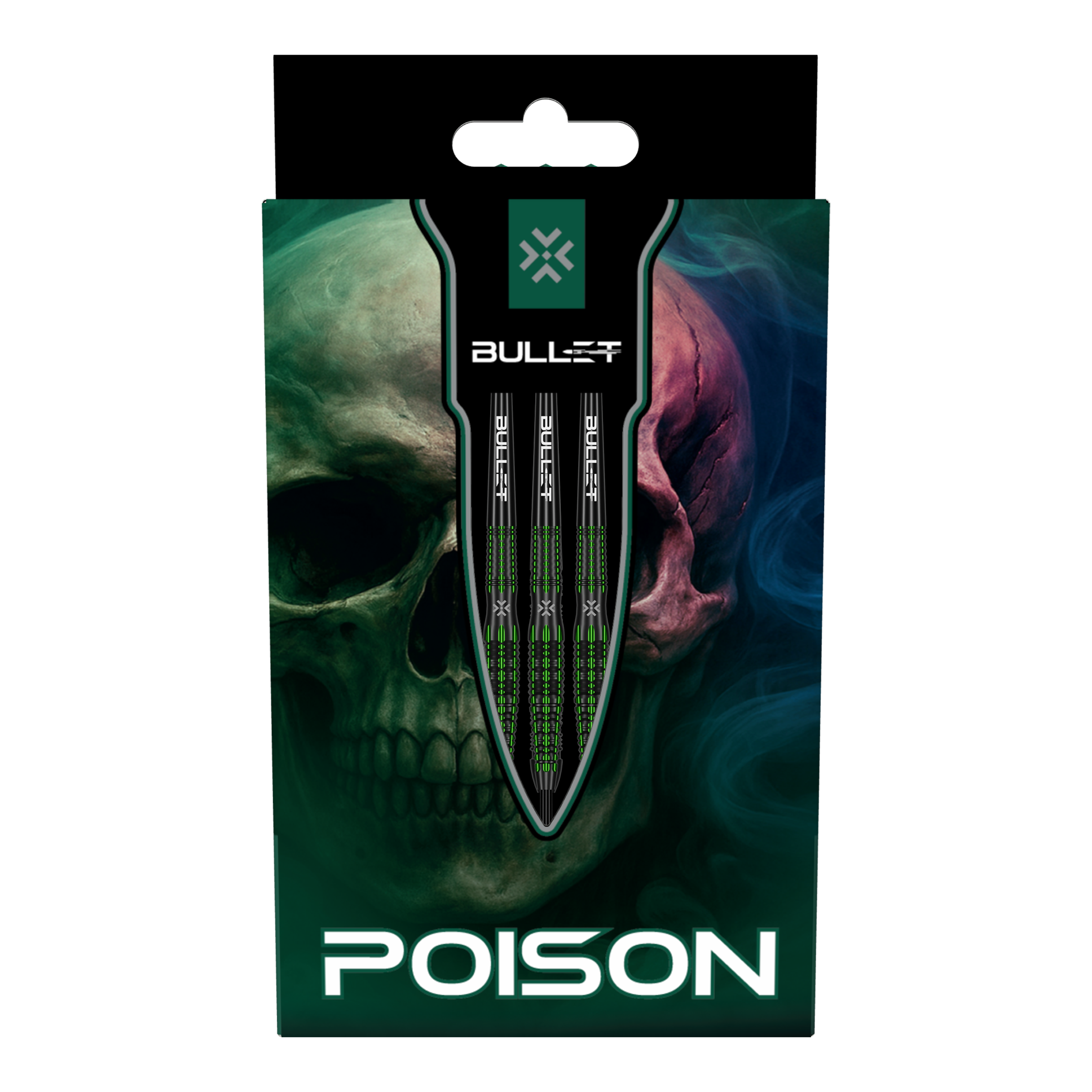 Ocelové šipky Bullet Poison Das Bild zeigt die Bullet Poison Steeldarts. Diese Steeldarts sind für präzises Dartspiel entwickelt.