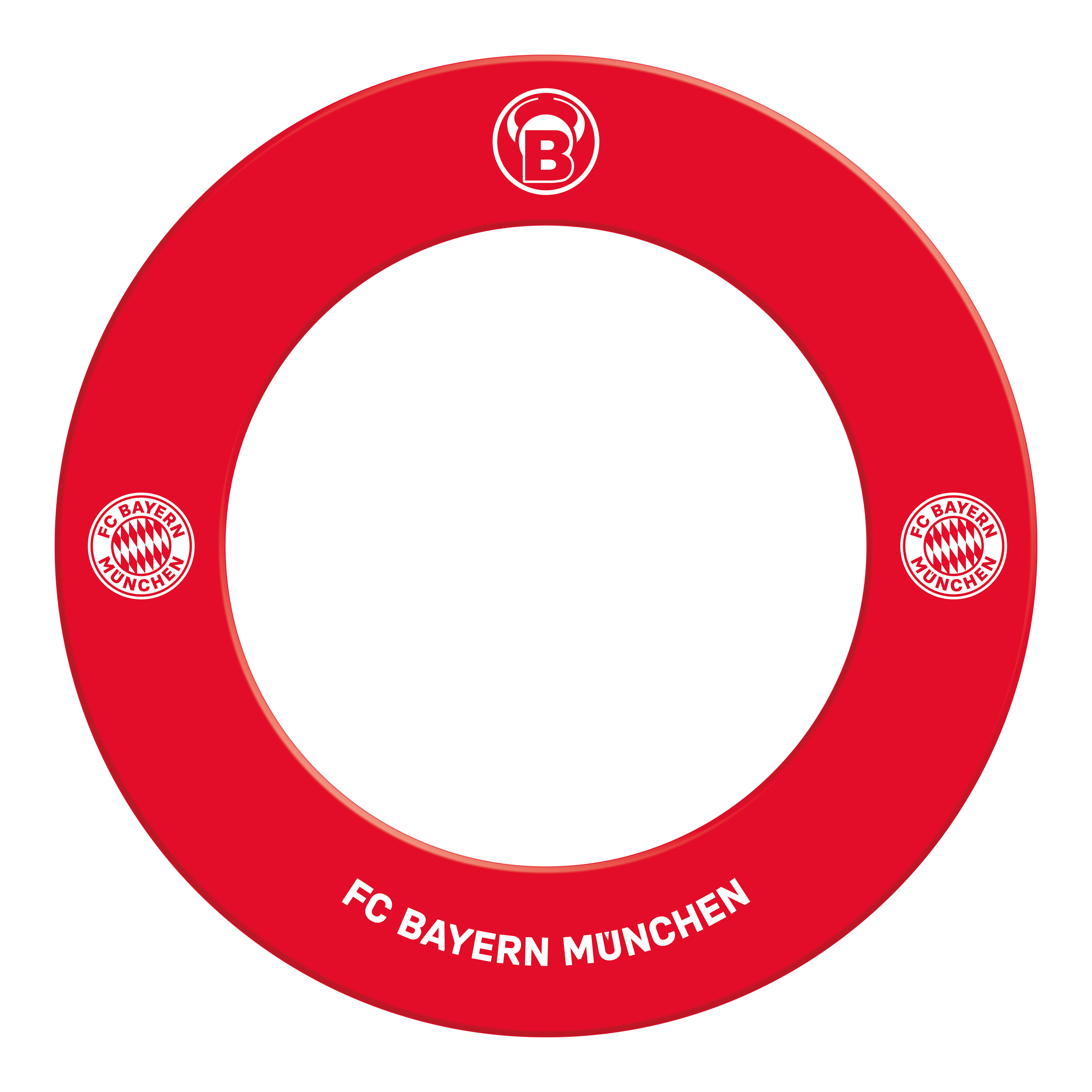 Prémiový prostorový terč pro šipky Bulls FC Bayern Mnichov Auf dem Bild ist das Bulls FC Bayern München Premium Dartboard Surround zu sehen. Das Surround schützt die Wand und trägt das Logo des FC Bayern München.