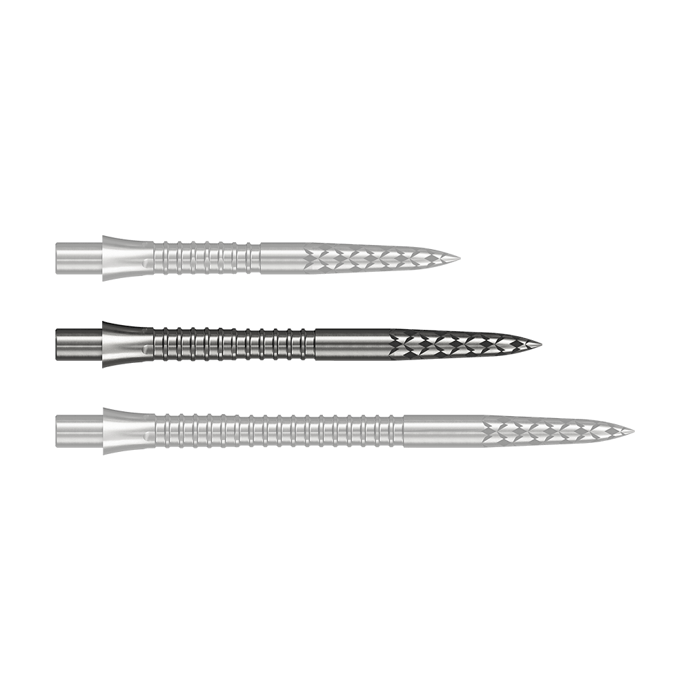 Špičky na šipky Mission Caliburn EVO s logem GV - stříbrné Dieses Bild zeigt eine Steeldartspitze in Silber mit 32 mm Länge. Es stammt aus der Datei M002128_Missoin_Caliburn_EVO_GV-Logo_Steeldartspitzen_Silber_32mm_1.