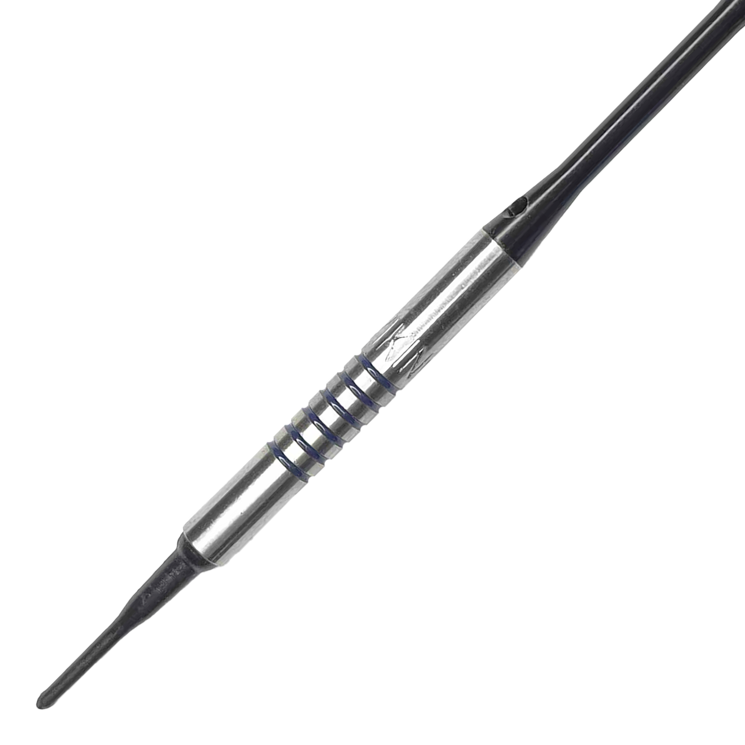Měkké šipky McDart 85 Tungsten V19 - 16,5 g Dies ist ein McDart 85er Tungsten V19 Softdart mit einem Gewicht von 16,5g. Der Dart hat einen silbernen Barrel mit schwarzen Rillen und einer schwarzen Spitze.