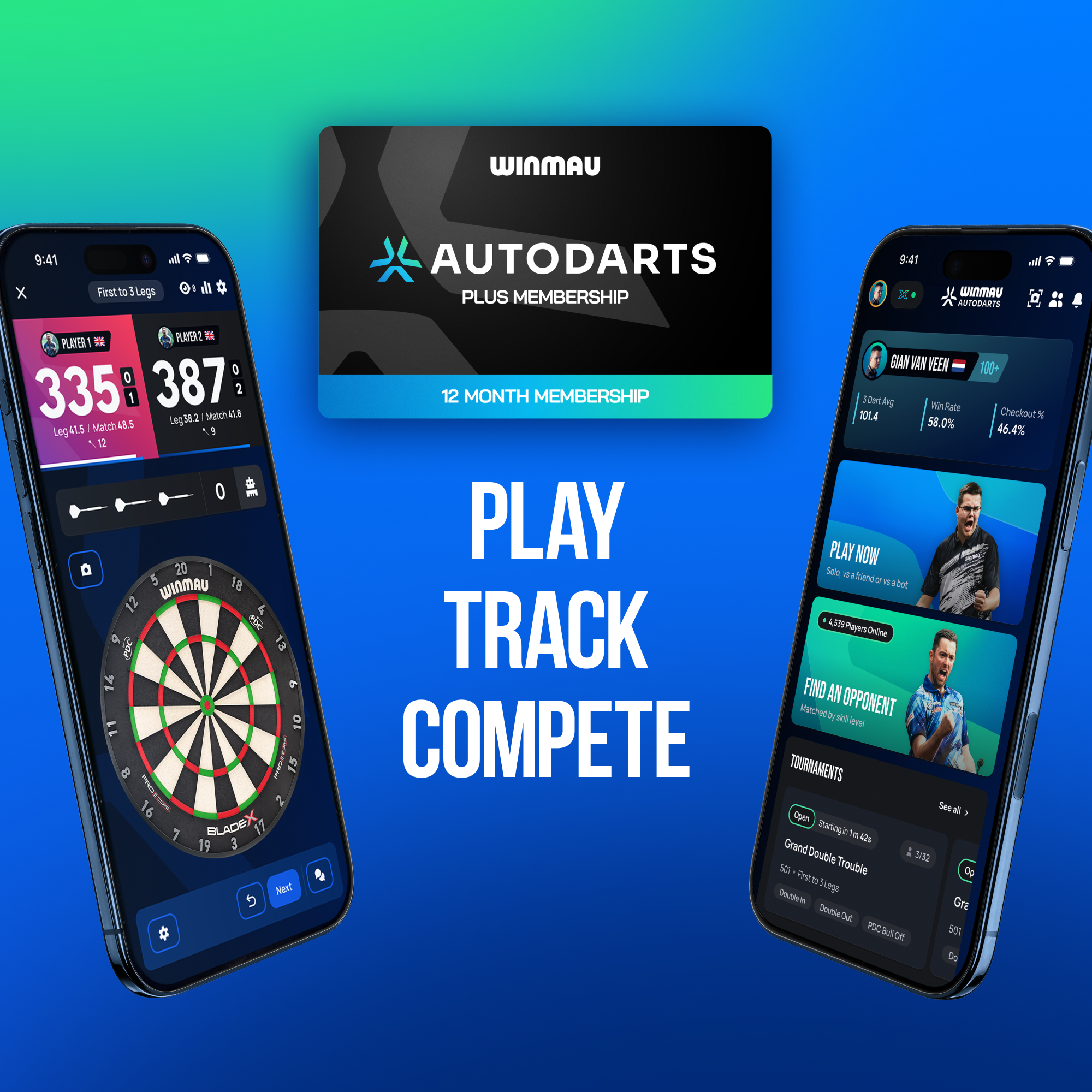 Stojan na šipky Winmau Autodarts a balíček 12měsíčního členství Abgebildet ist das Winmau Device Stand & 12 Monate Membership Bundle. Das Set umfasst einen Ständer und eine 12-monatige Mitgliedschaft für Dartspieler.