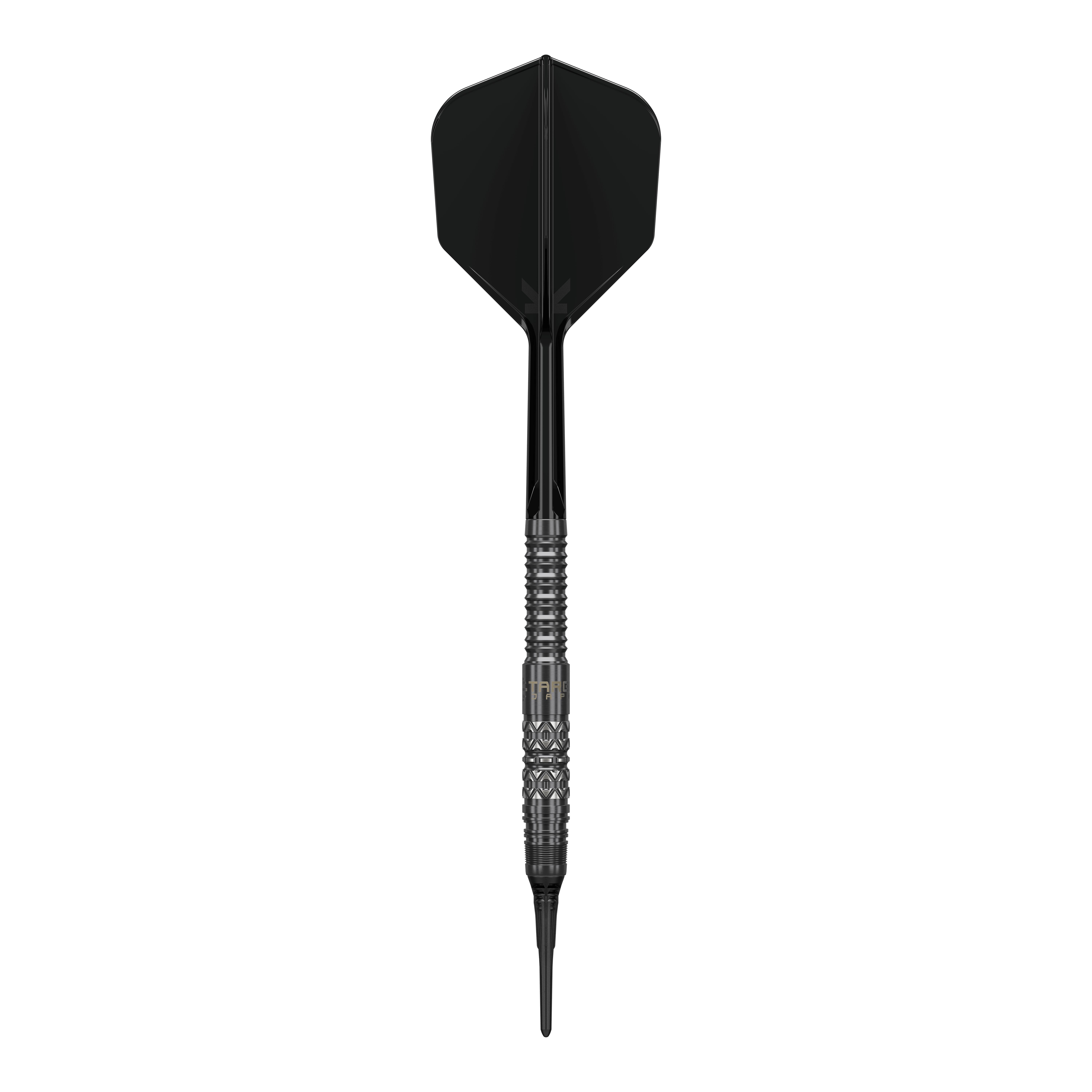 Měkké šipky Target Black Marque Creed - 21,5 g Abbildung der Target Black Marque Creed Softdarts mit einem Gewicht von 21,5g. Die Besonderheiten der Darts sind gut erkennbar.