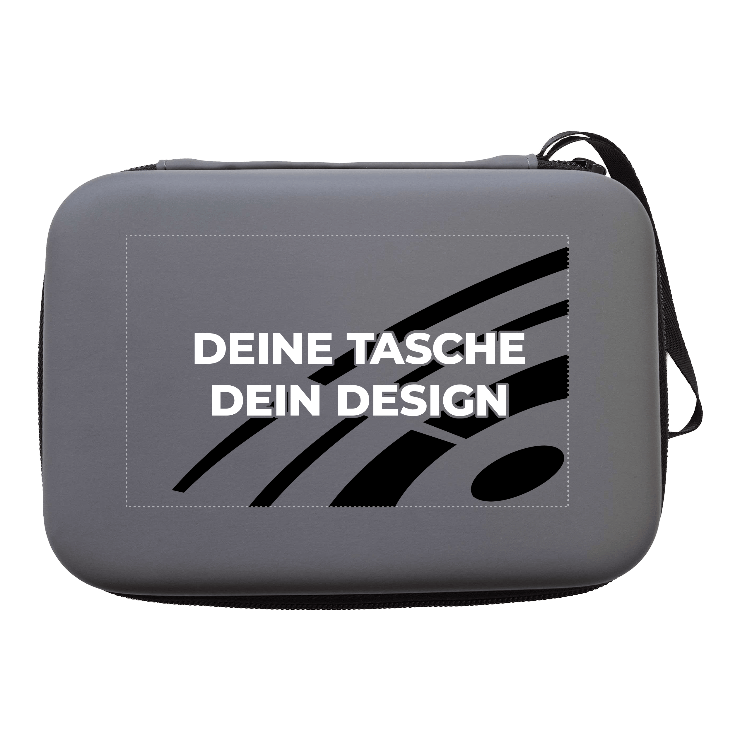 Pouzdro na šipky System-4 s vaším designem Das Foto zeigt ein McDart System4 Dartcase in Grau. Das Etui ist teilweise geöffnet und gibt einen Einblick ins Innere.
