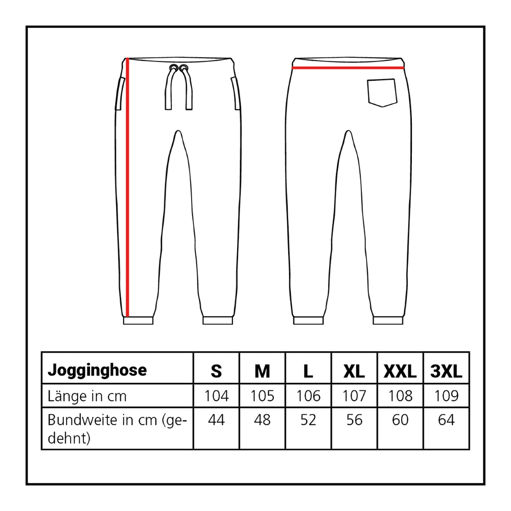 Tepláky Lion Collection Abgebildet ist die Größentabelle für die Löwen Kollektion Jogger. Die Tabelle hilft bei der Auswahl der passenden Größe.
