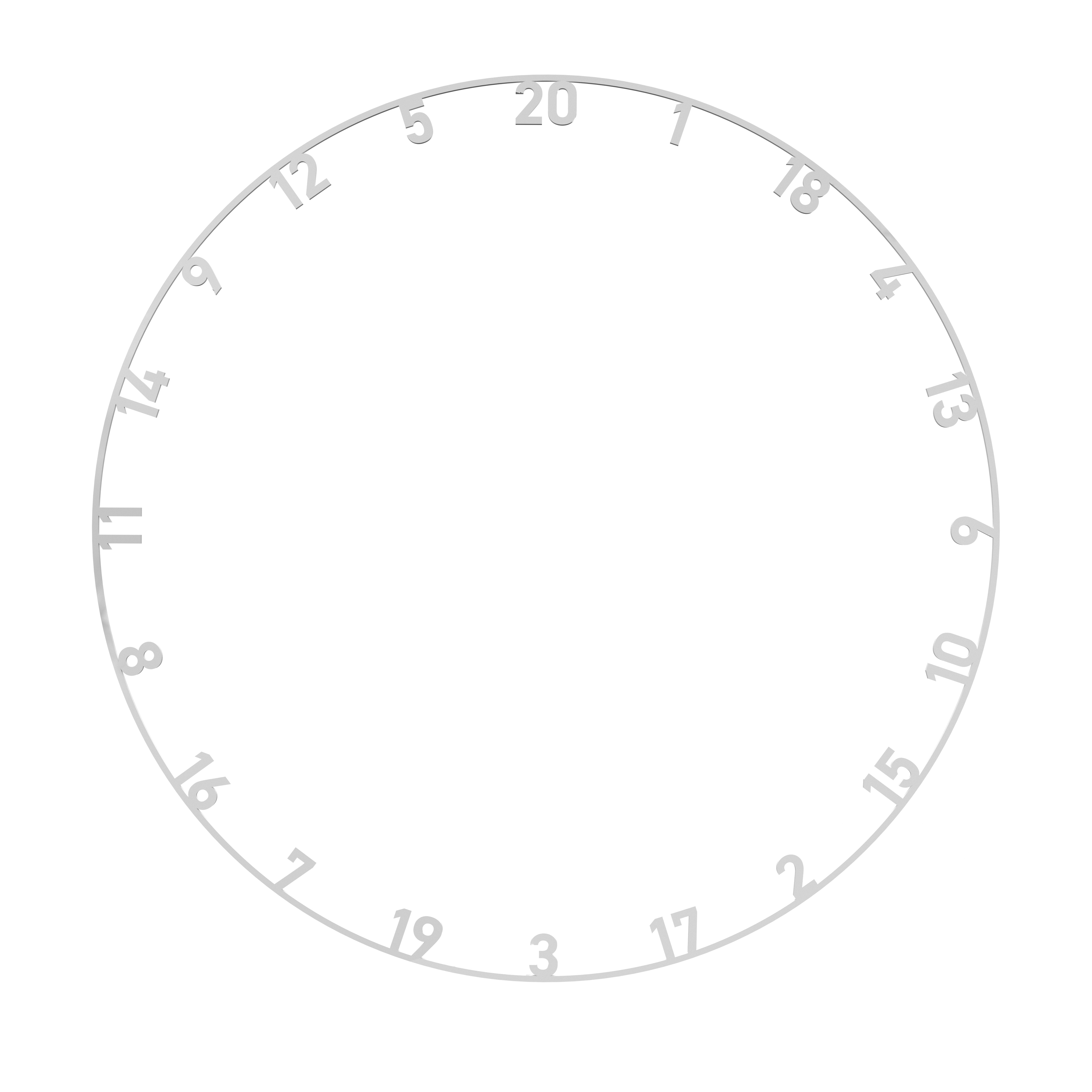 Das Bild zeigt einen Zahlenring für ein Steeldartboard mit weißen Zahlen. Die Zahlen sind im Kreis angeordnet und reichen von 1 bis 20.