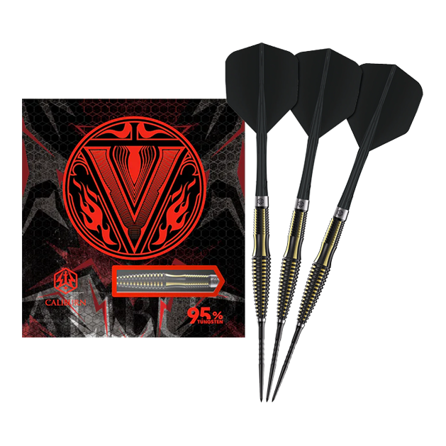 Ocelové šipky Caliburn V-Series V1 Hier ist das Produkt Caliburn V-Series V1 Steeldarts zu sehen. Sie bieten eine zuverlässige Leistung beim Dartspiel.
