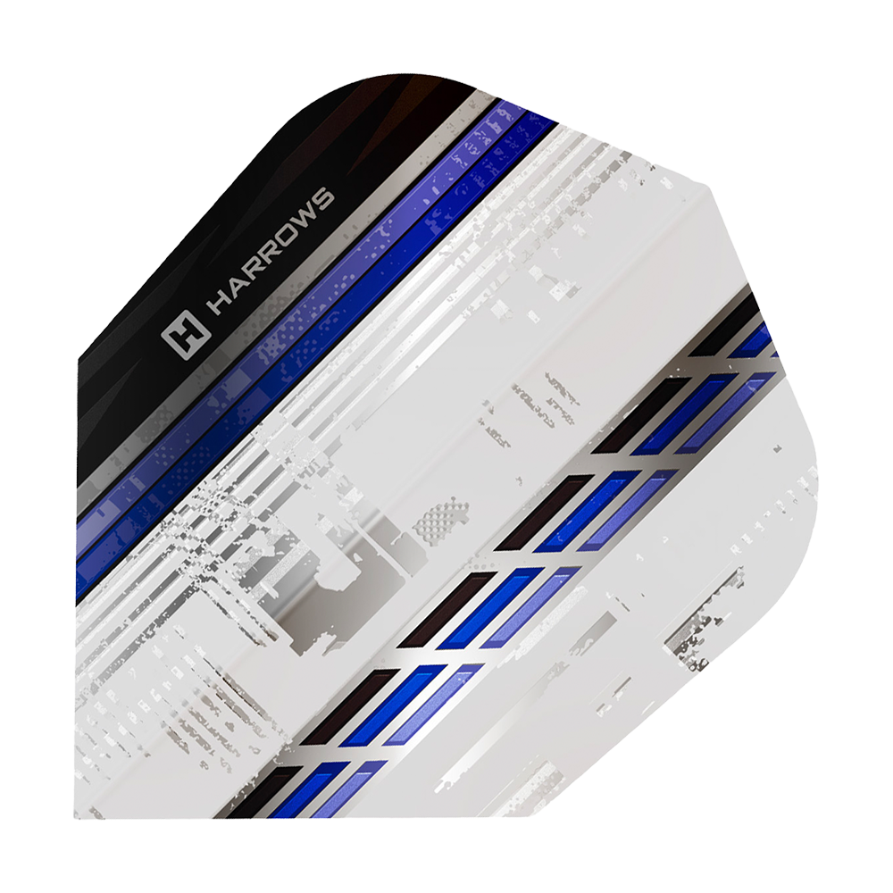 Harrows Sporty No6 Flights in Blau sind abgebildet. Die typische Form für Dart-Flights ist zu erkennen.