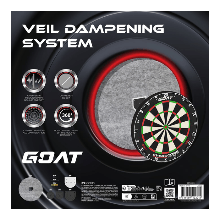 Tlumicí systém GOAT Silencer Veil Hier ist das GOAT Silencer Veil Dampening Schallschutz System abgebildet. Das System hilft, Lärm zu dämpfen.