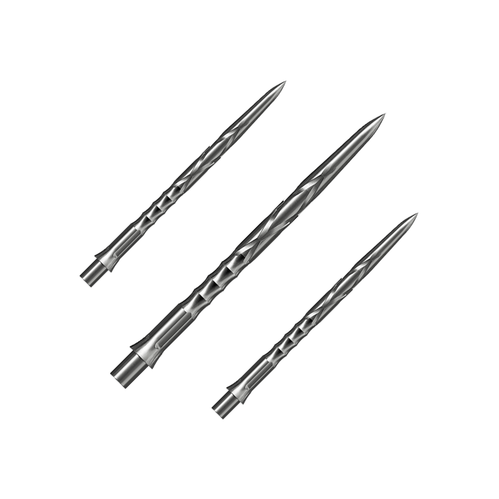 Ocelové hroty na šipky Caliburn System - HAN G2 - Stříbrné Das Bild zeigt Steeldartspitzen des Caliburn Evo Systems in Silber, 36mm. Die Spitzen sind für Steeldarts geeignet.