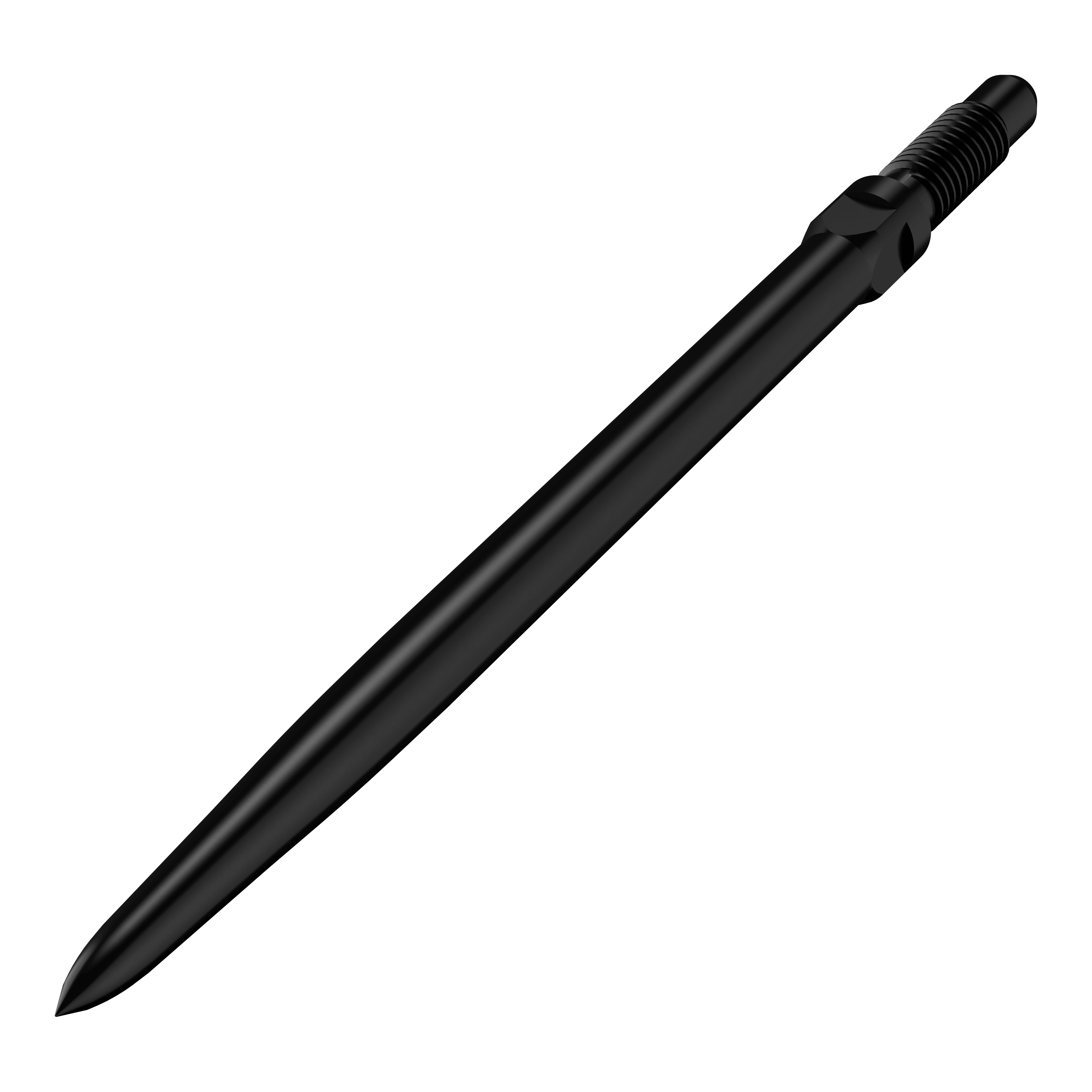 Špičky šipek Bulls NL Convertible Point - hladké - černé Abgebildet ist ein Produkt mit der Bezeichnung BU57701_BullsNL_Convertible_Points_Smooth_Schwarz_36mm_2. Das Bild zeigt wahrscheinlich eine schwarze, glatte Dartspitze in 36 mm Länge.