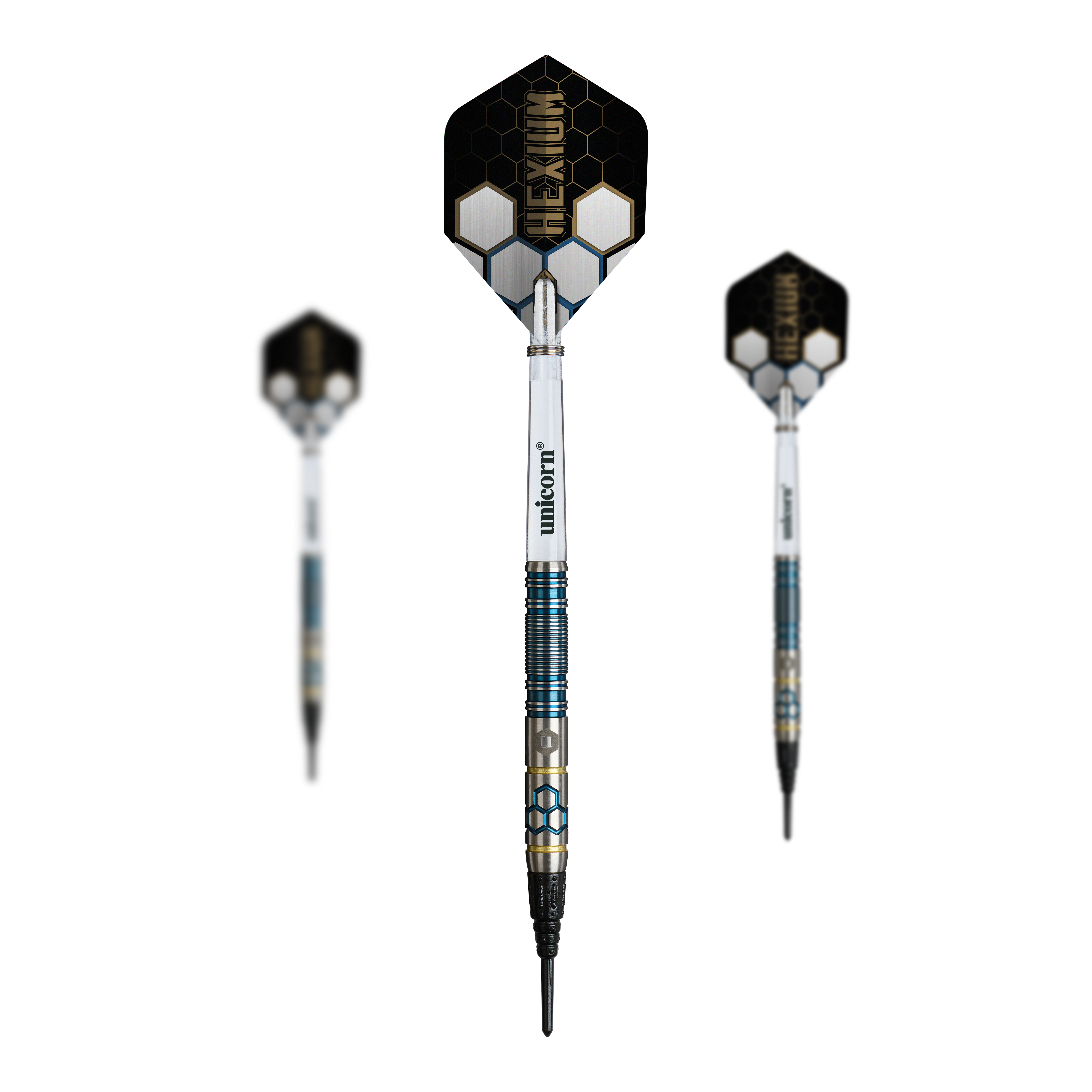 Šipky Unicorn Hexium Style 02 Modro-zlaté měkké - 21g