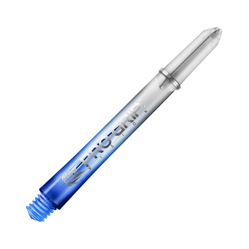 Násadky Target Pro Grip Vision - 3 sady - modré Dies ist ein blauer Pro Grip Vision Shaft für Dartpfeile. Der Shaft besteht aus durchsichtigem Kunststoff und hat eine Länge von 48 mm.