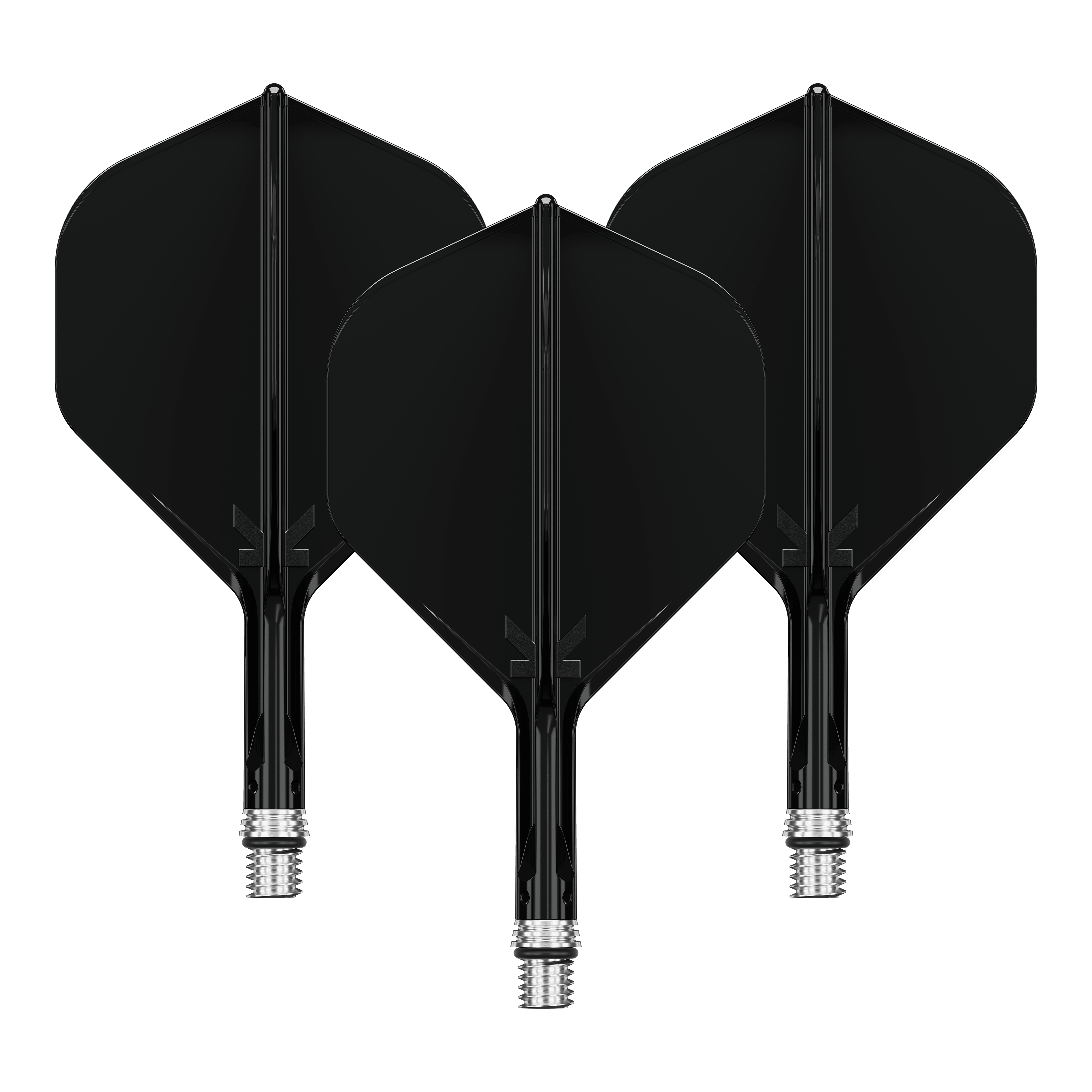 Target K-Shift No2 Standardní letky - Černé Auf dem Bild ist ein Set aus Dart Flights in Schwarz mit der Bezeichnung '410546 Target KShift No2 Standard Flights Schwarz 19mm' zu sehen. Die Flights sind für Dartpfeile geeignet.