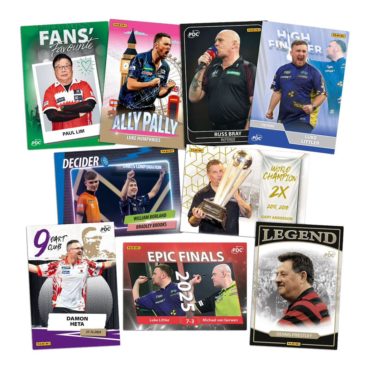 Sběratelské karty Panini PDC World Championship 2026 - sběratelská krabička Das Bild zeigt die Panini PDC World Championship 2026 Trading Cards - Collectors Box. Es handelt sich um Sammelkarten zur Dart-Weltmeisterschaft.