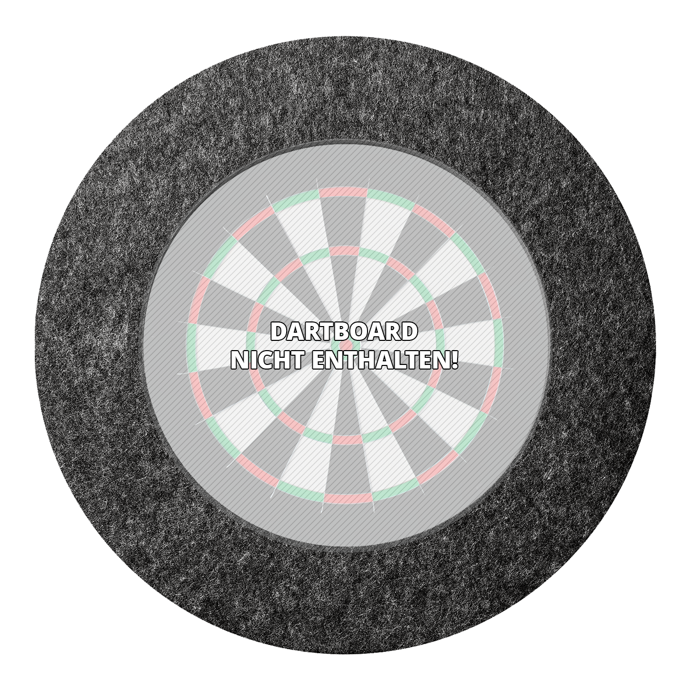 Ocelový rámeček na terč Karella Ultimo Das Bild zeigt das Produkt "Karella Ultimo Steeldartboard Surround" in grauer Farbe. In der Mitte steht der Hinweis "Dartboard nicht enthalten!"