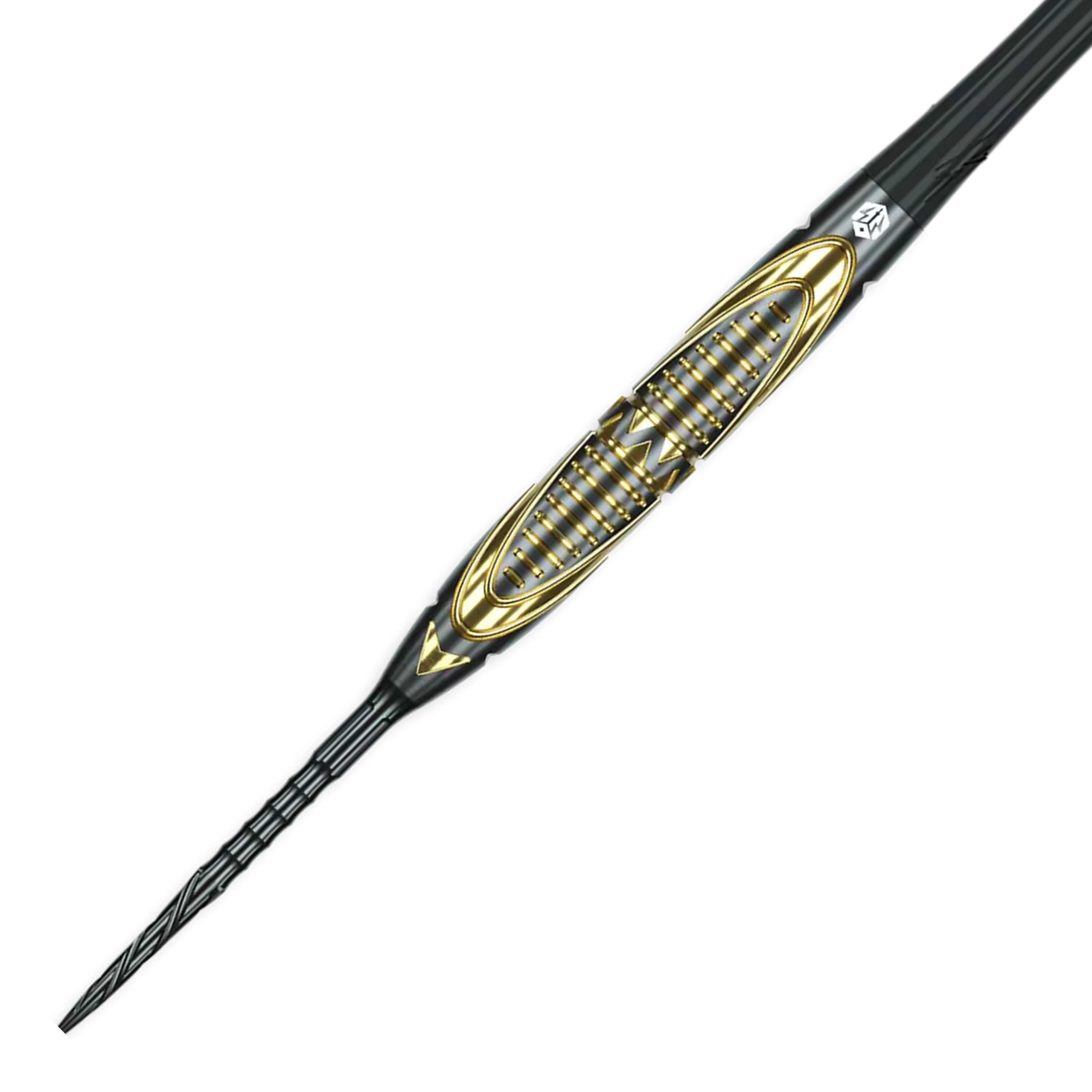 Ocelové šipky Caliburn Halo H2 - 22,5 g Das Bild zeigt die Caliburn Halo H2 Steeldarts mit einem Gewicht von 22,5g. Die Darts sind detailliert abgebildet.