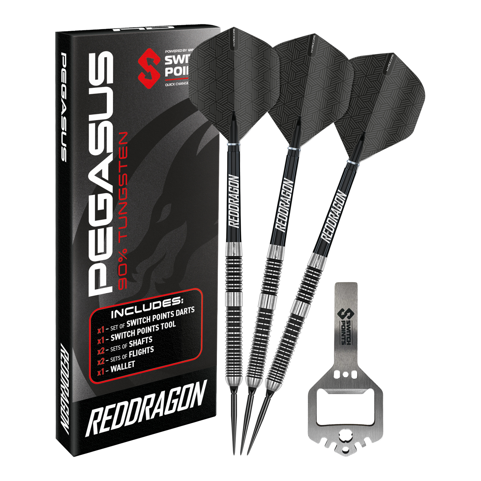 Ocelové šipky Red Dragon Pegasus Switch Point Abgebildet sind Red Dragon Pegasus Switch Point Steeldarts. Diese Darts sind robust und für verschiedene Spielniveaus geeignet.