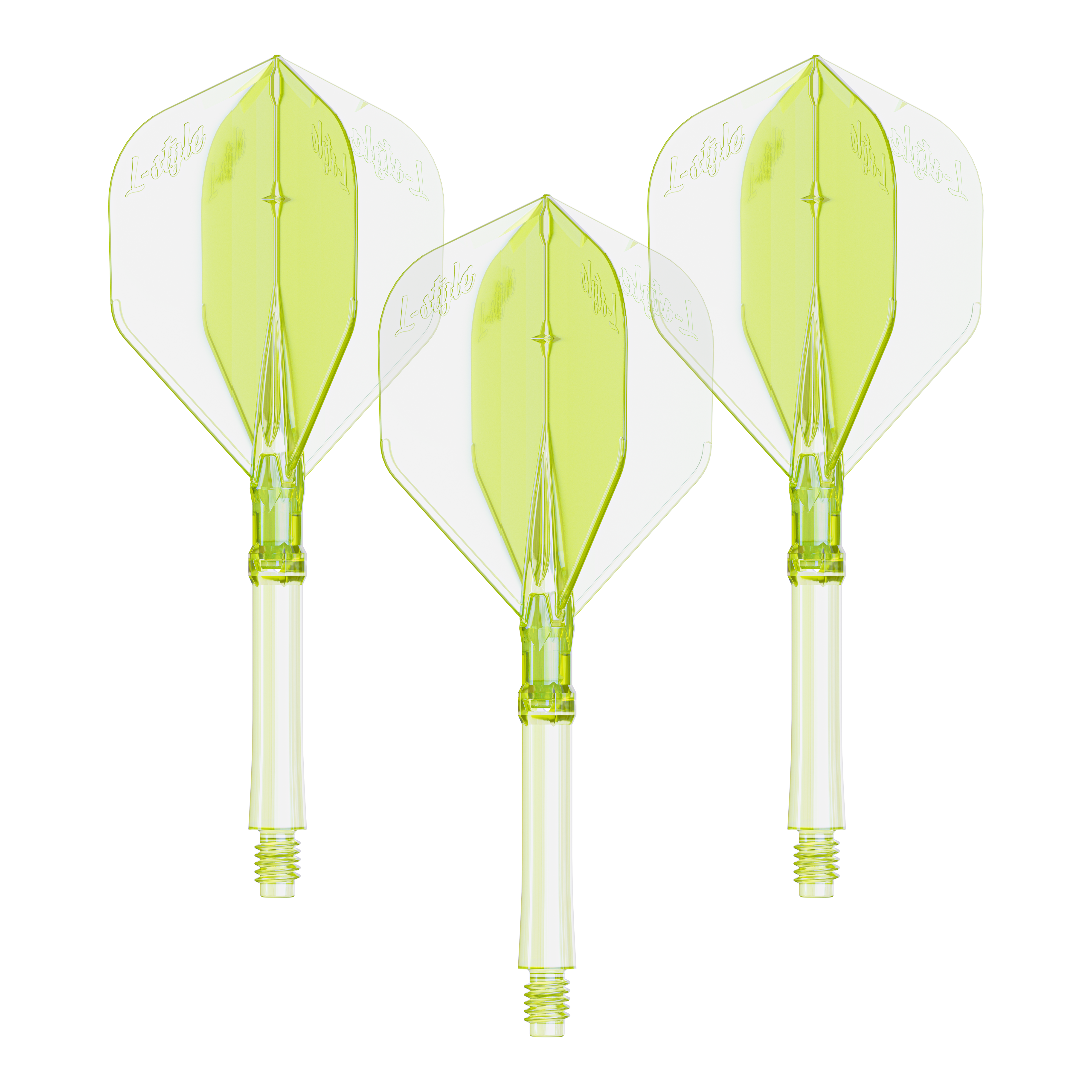 Letky L-Style L-Sytem - neonově žluté Das Foto zeigt ein Set Dart Flights in Neon-Gelb, große Größe. Die Flights sind für das L-Style L-System geeignet.