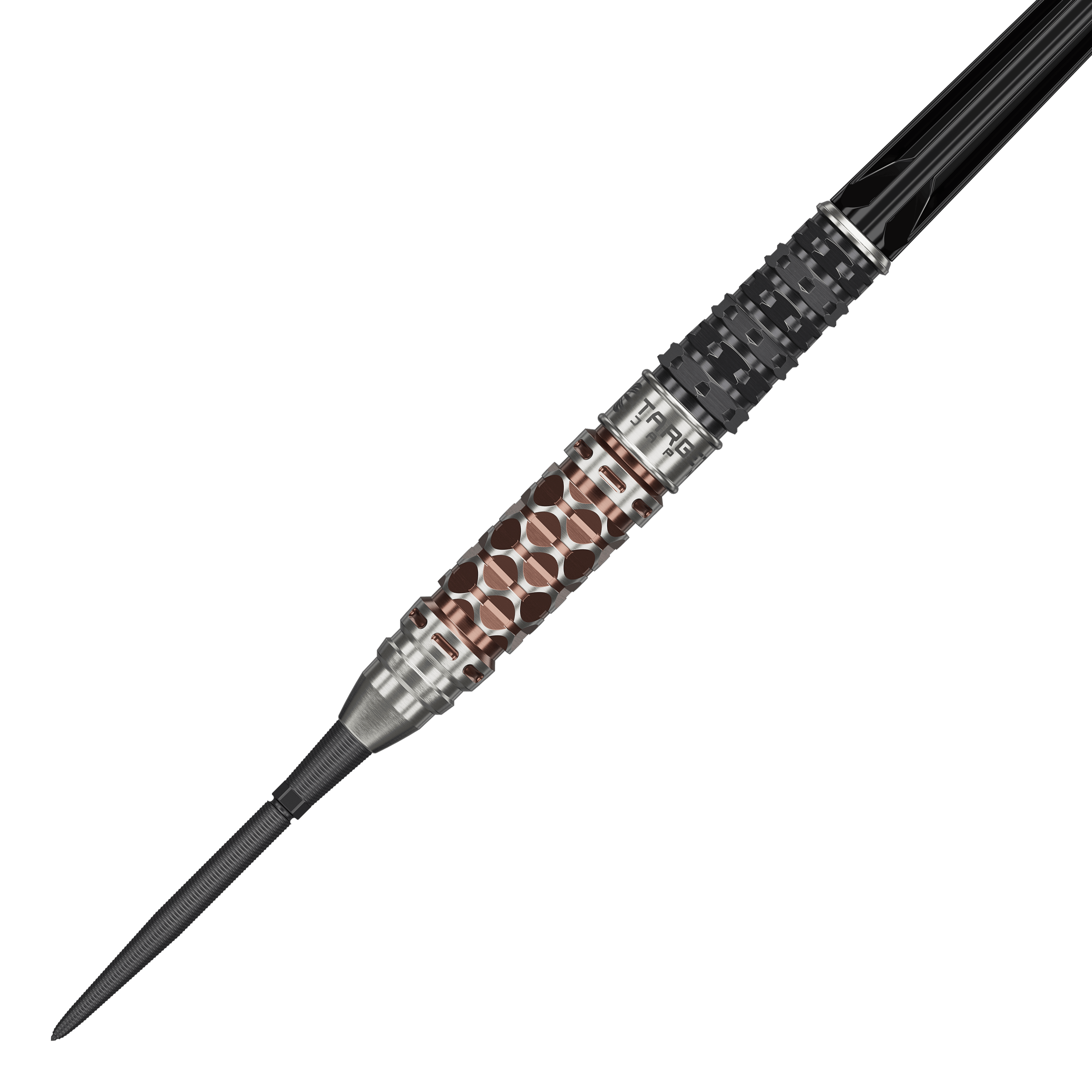 Ocelové šipky Target Japan Charis GEN6 Swiss Point - 23g Abgebildet sind die Target Japan Charis GEN6 Swiss Point Steeldarts - 23g. Die spezielle Form und die Details der Darts sind gut zu erkennen.