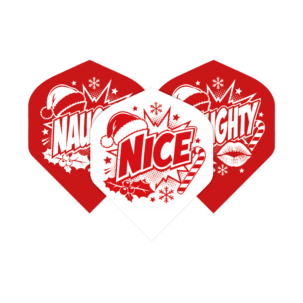Standardní lety společnosti McDart Naughty Or Nice č. 2 Abgebildet ist das Produkt McDart Naughty Or Nice No2 Standard Flights. Es handelt sich um Dartflights in Standardgröße.