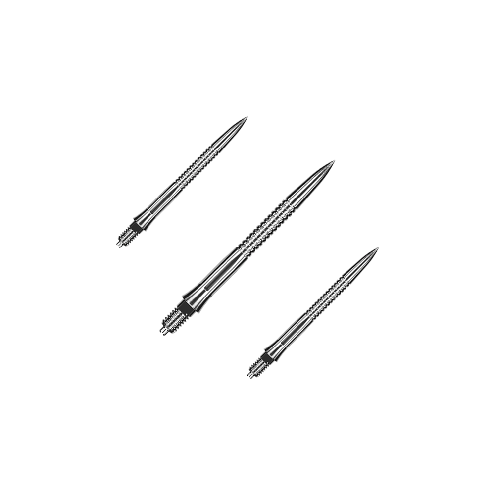 Špičky šipek Caliburn EZ-EVO - drážkované - stříbrné Dargestellt ist ein Set von gerillten, silbernen Dartspitzen mit einer Länge von 28 mm. Das Set eignet sich besonders für Dartspieler, die Wert auf Präzision legen.