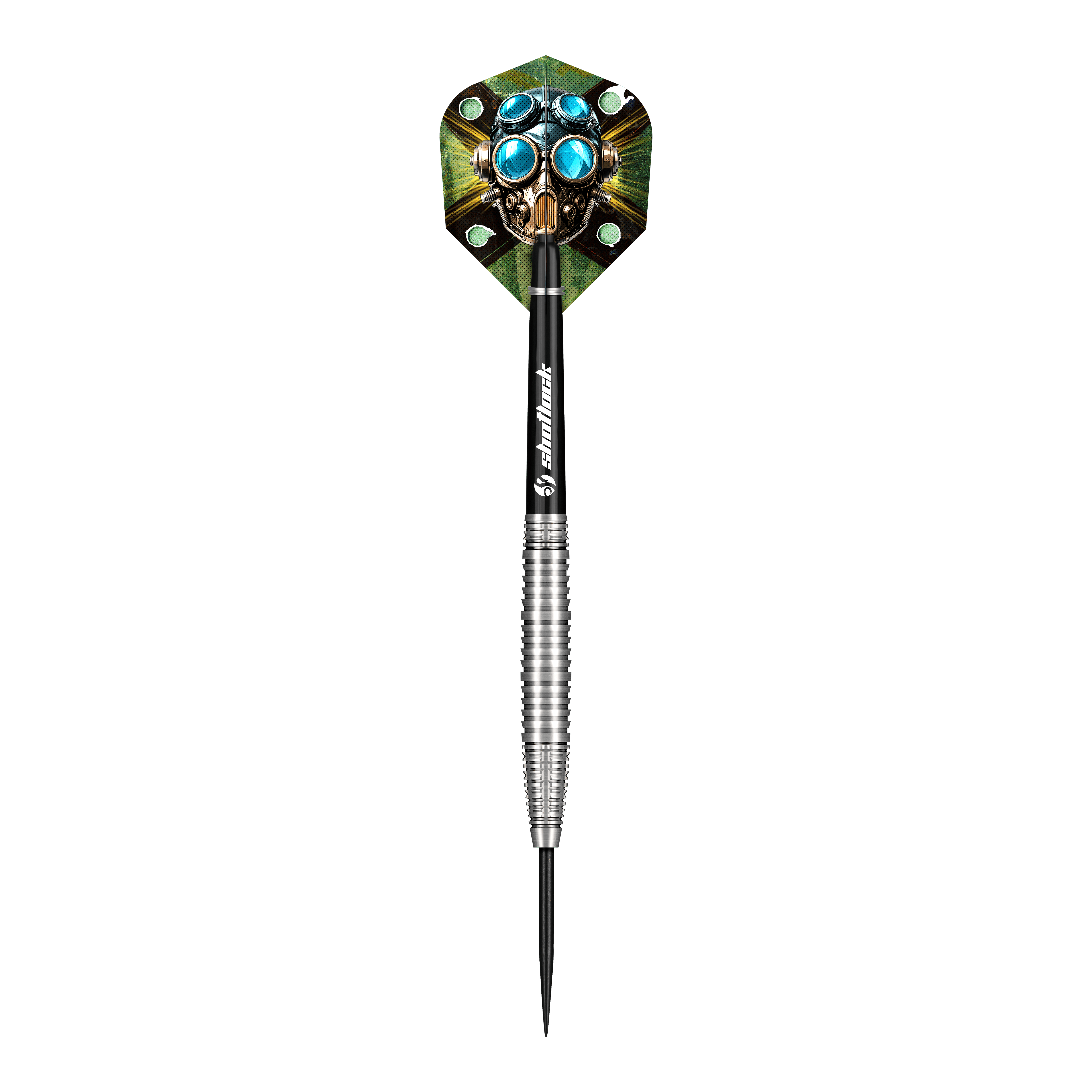 Ocelové šipky Shot Badlands Krush Das Bild zeigt die Shot Badlands Krush Steeldarts. Es handelt sich um spezielle Steeldarts für Präzisionsspiel.