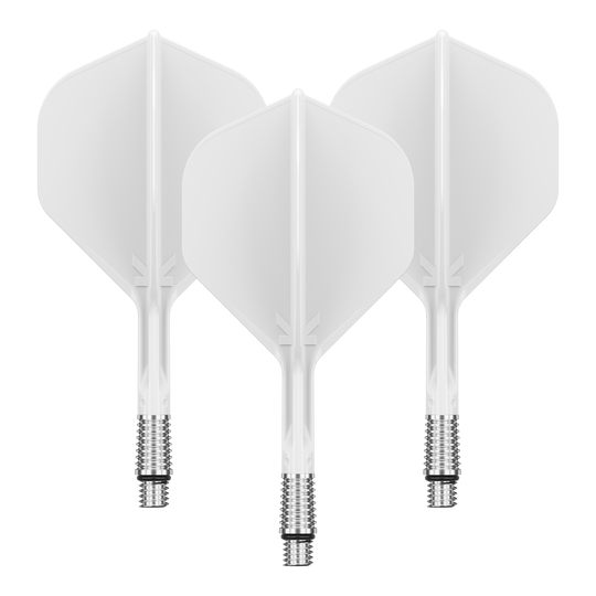 Target K-Shift No2 Standardní letky - Bílé Abgebildet ist ein Set mit weißen Dart Flights. Die Flights haben eine geschätzte Länge von 26 mm.