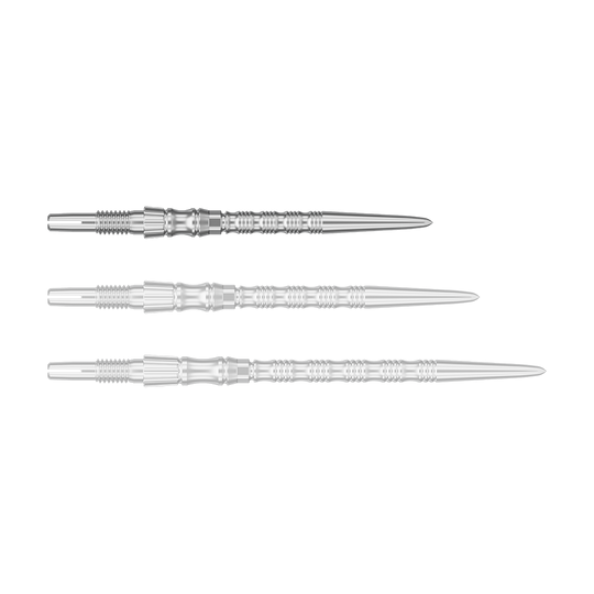 Ocelové hroty na šipky Target Signature Swiss Point TRB - stříbrné Abgebildet ist eine einzelne silberfarbene Dartspitze mit einer Länge von 30 mm. Das Produkt scheint aus der Serie 'Target SwissPoint Signature TRB' zu stammen.