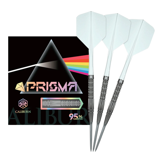 Ocelové šipky Caliburn Prisma P2 - 20,5 g Auf dem Bild sieht man die Caliburn Prisma P2 Steeldarts, 20,5g. Diese Steeldarts bieten ein modernes Design für Turnierspieler.