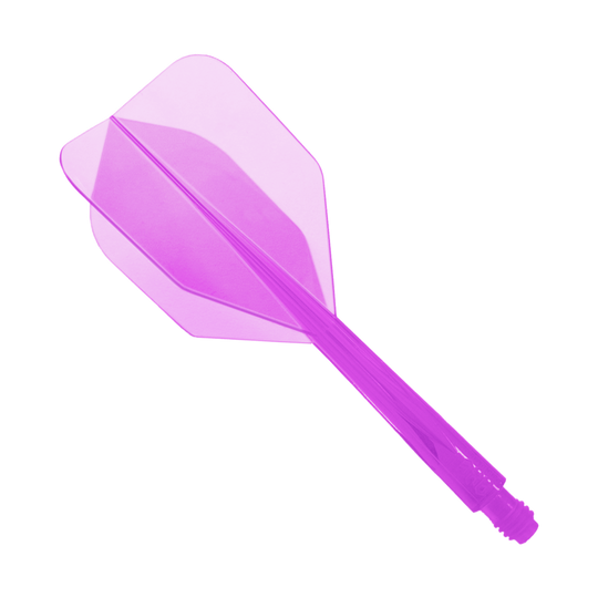 Systém letek Condor Ax Clear Purple, malý - XL - 37,5 mm Das Bild zeigt ein durchsichtiges, lilafarbenes Dartflight-System. Es ist das Modell "Condor Axe Clear Purple Flight-System" in der Größe Small - XL - 37,5 mm.