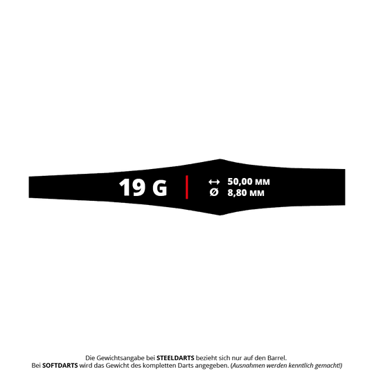 Abgebildet sind die Caliburn Starships Series Sunspear Steeldarts mit 19 Gramm. Die Darts sind speziell für Dartspieler konzipiert.