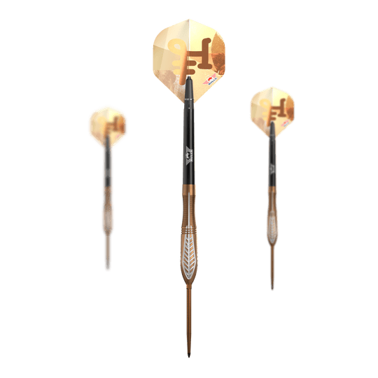 Šipky Bulls NL Bronzo Nova Convertible Point Steel Darts Abgebildet ist das Set Bulls NL Bronzo Nova Convertible Point Steeldarts. Mehrere Darts sind enthalten.