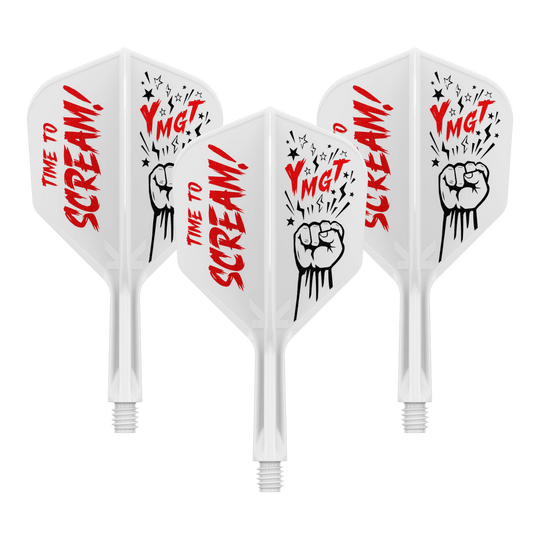 Zu sehen ist das Produkt 410242_Target_Japan_K-Flex_Scream_No6_Flight-Shafts-System_19mm_1Set. Es dürfte sich um einen Dartflight mit Schaftsystem handeln.